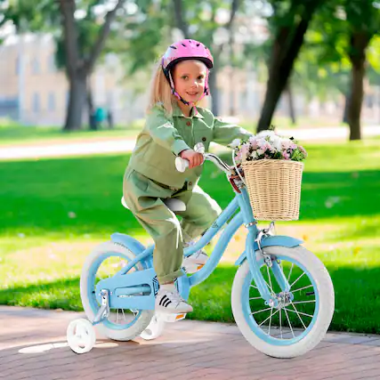 Front. Gymax - Gymax 14'' Retro Style Kids Bike Bicycle w/ Height Adjustable Handlebar & Seat Blue - Blue.