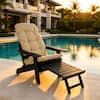 Front. Fortune Candy - Folding Adirondack Chair w/Cupholders, Ottoman & Cushion, Adjustable Backrest for Patio, Porch, Beach - Black.