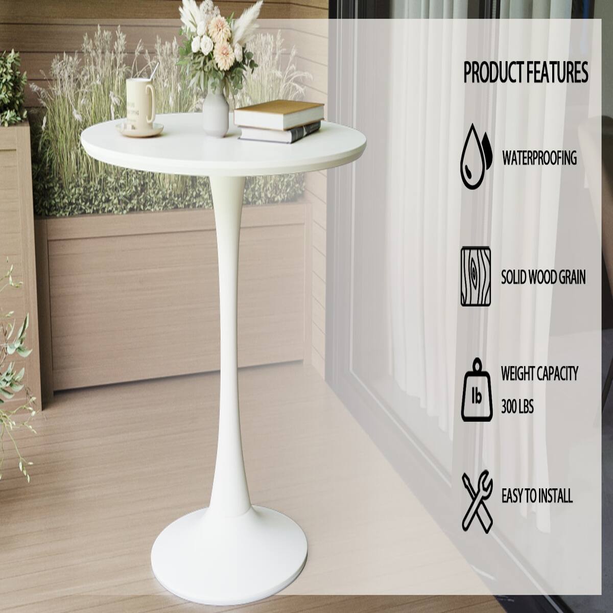 PRODUCT FEATURES
- WATERPROOFING
- SOLID WOOD GRAIN
- WEIGHT CAPACITY 300 LBS
- EASY TO INSTALL