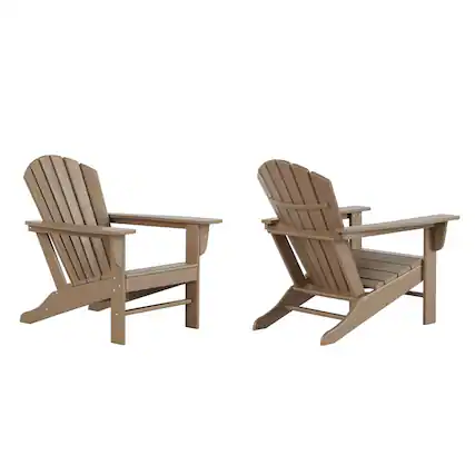Front. WestinTrends - WestinTrends Dylan Outdoor Adirondack Chair (Set of 2) - Weathered Wood.