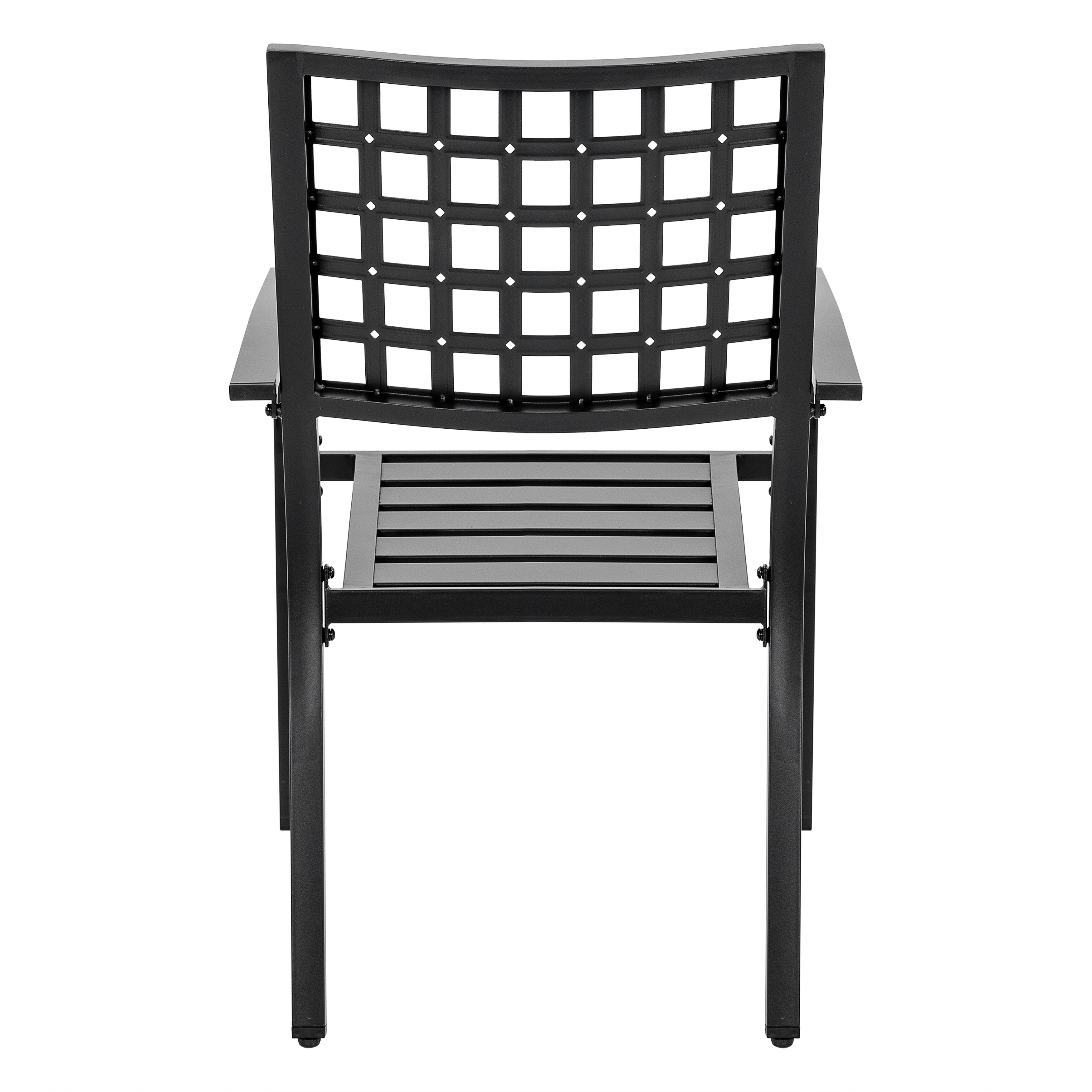 Alt View 8. Nuu Garden - Outdoor 4-Piece Dining Chair Set, Stackable Design, All-weather Iron Frame with Powder-coated Finish - black.