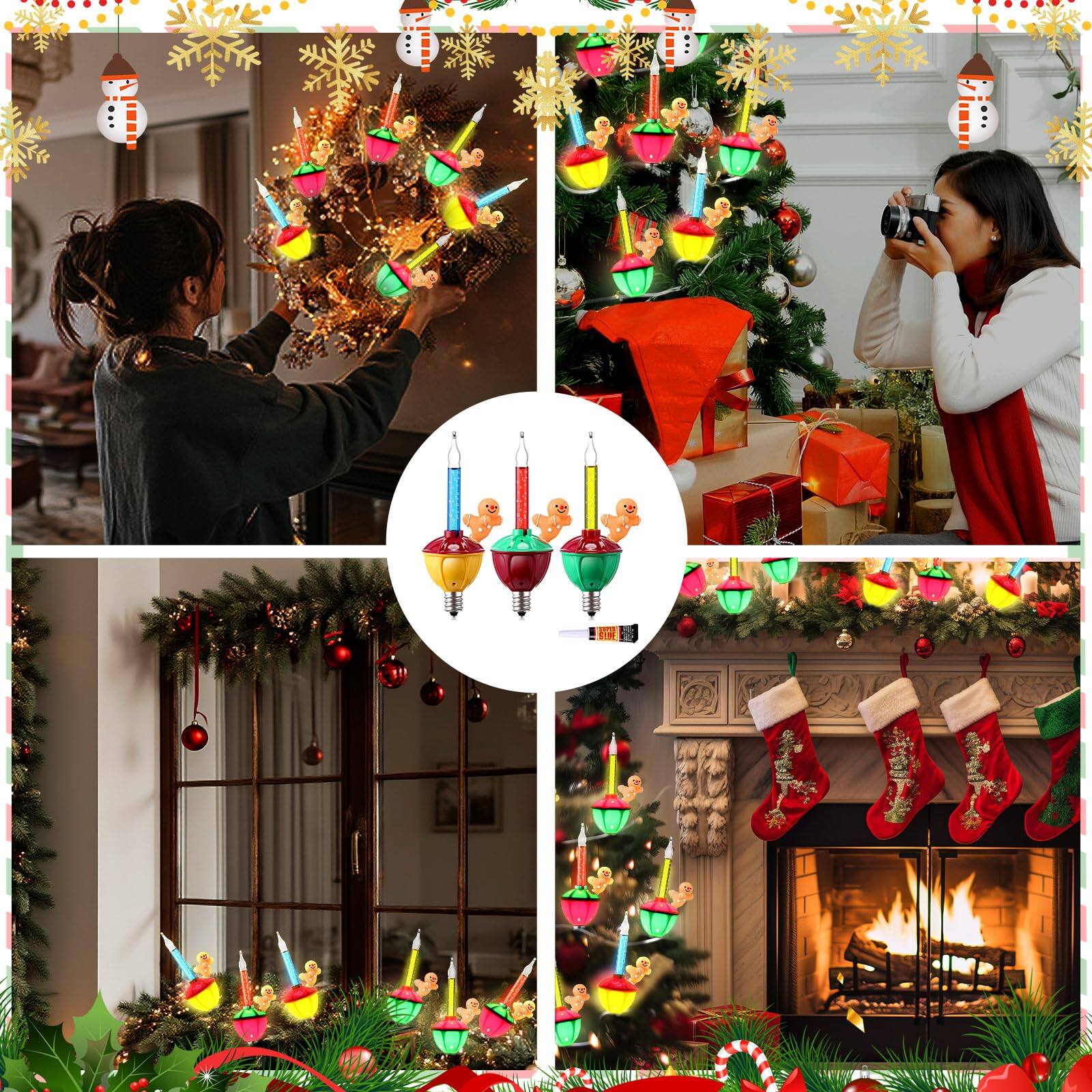Alt View 5. Refined Abode Design - Christmas Bubble Light Replacement Bulbs Gingerbread Man Ornaments Multi Tree festive Bubble Light for - MULTI.