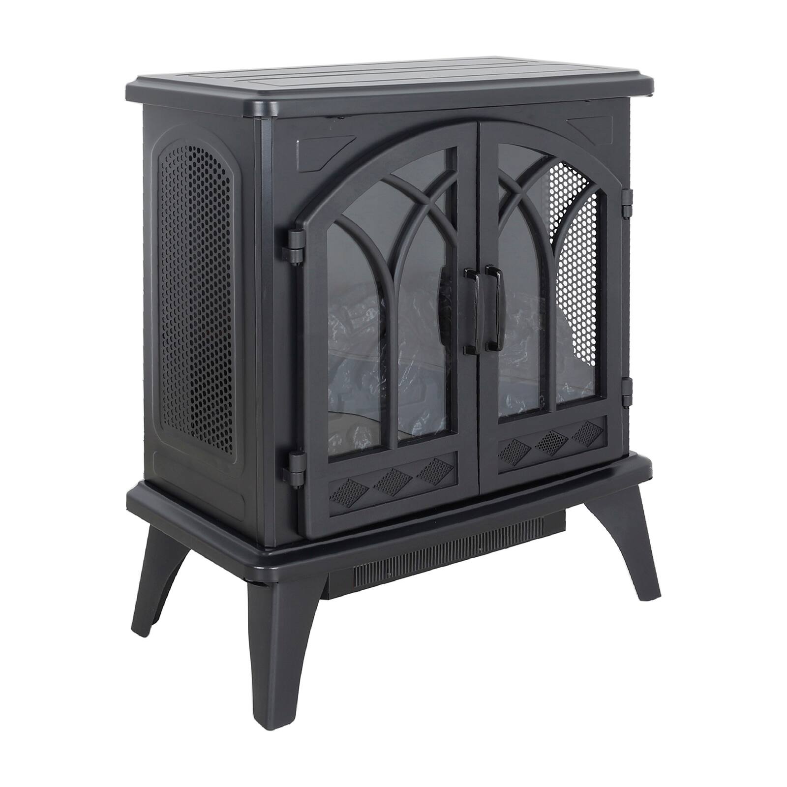 Alt View 7. Chateau Abodes - 24" Freestanding Electric Fireplace with Remote, Timer, Adjustable Brightness & Thermostat, 1500W - Black.