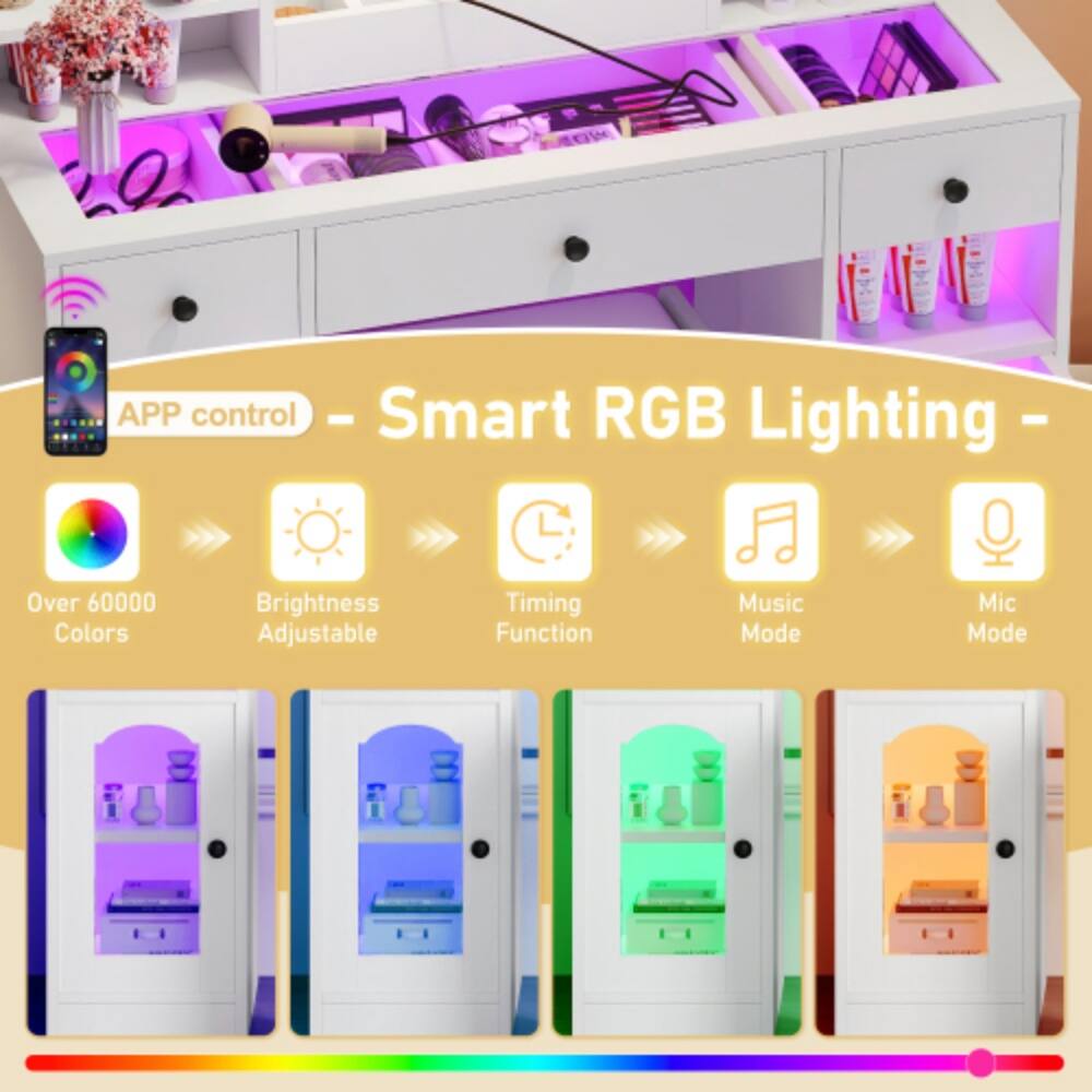 APP control - Smart RGB Lighting - Over 60000 Colors Brightness Adjustable Timing Function Music Mode Mic Mode