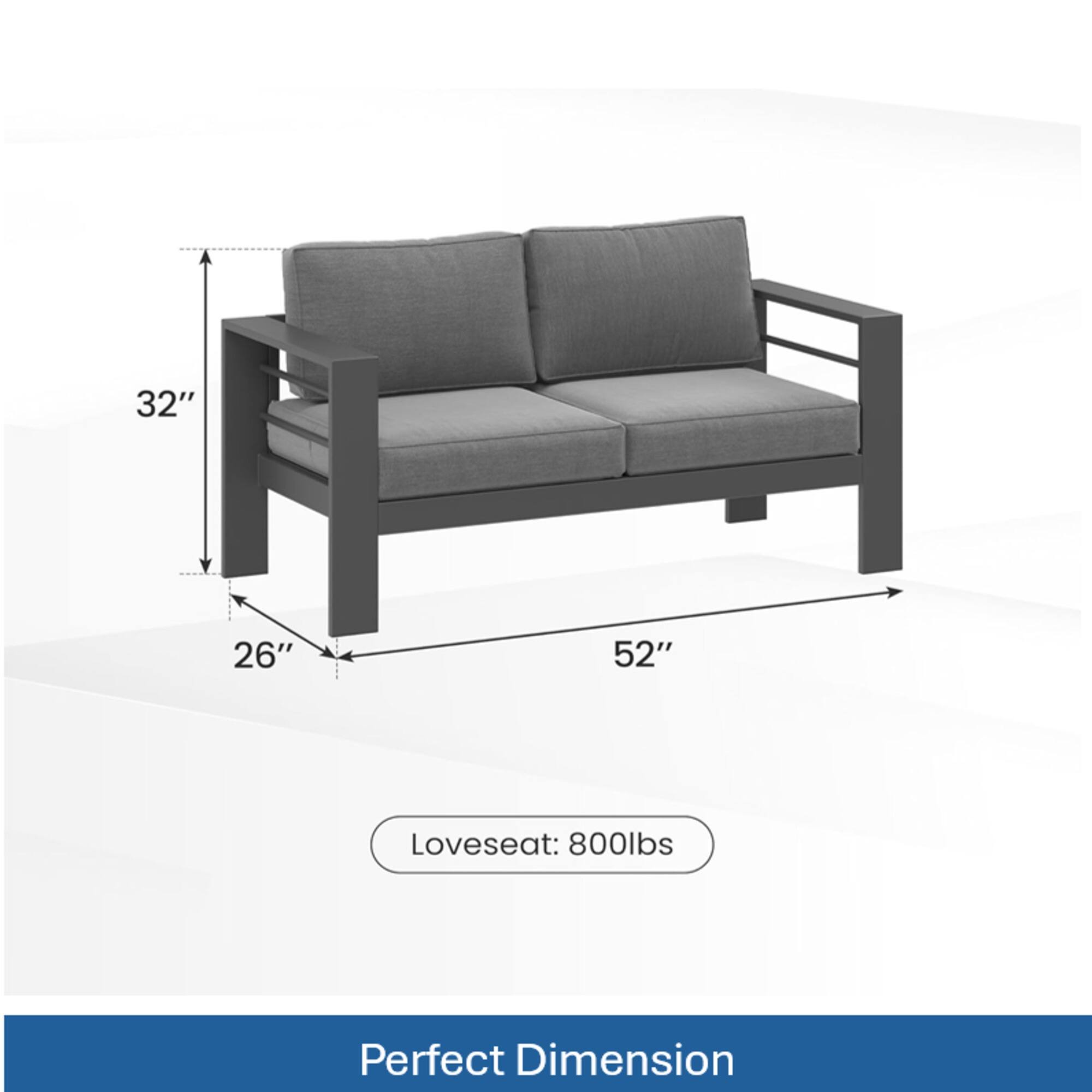 32" 26" 52" Loveseat: 800lbs  
Perfect Dimension