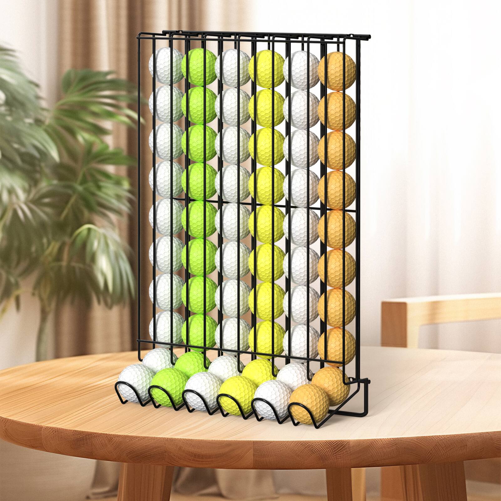 Angle. Oumilen - Metal Golf Ball Display Rack with Auto-Rolling Design, Black - Black.