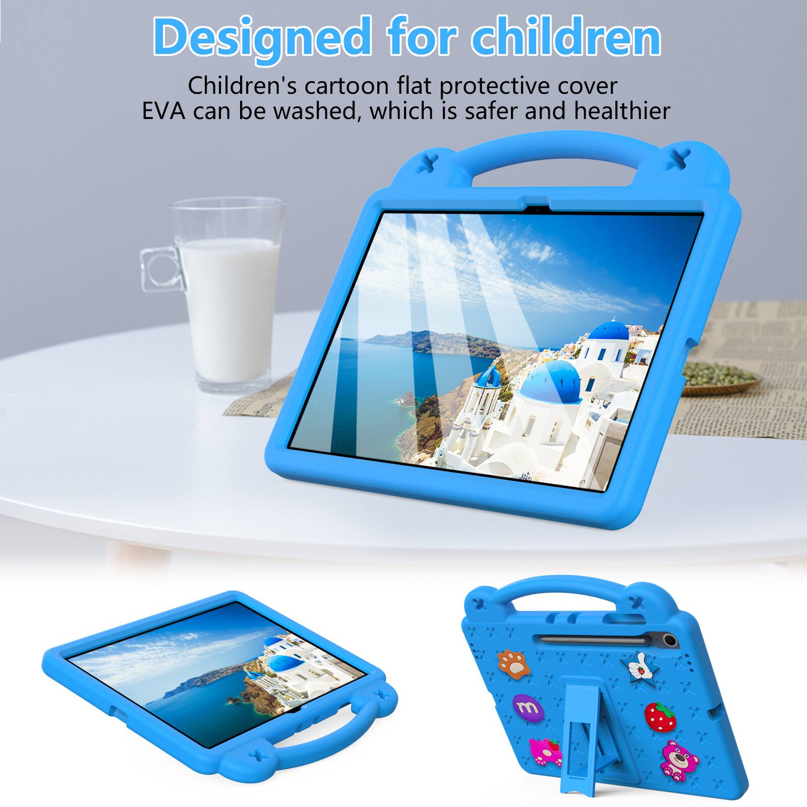 Designed for children  
Children's cartoon flat protective cover EVA can be washed, which is safer and healthier