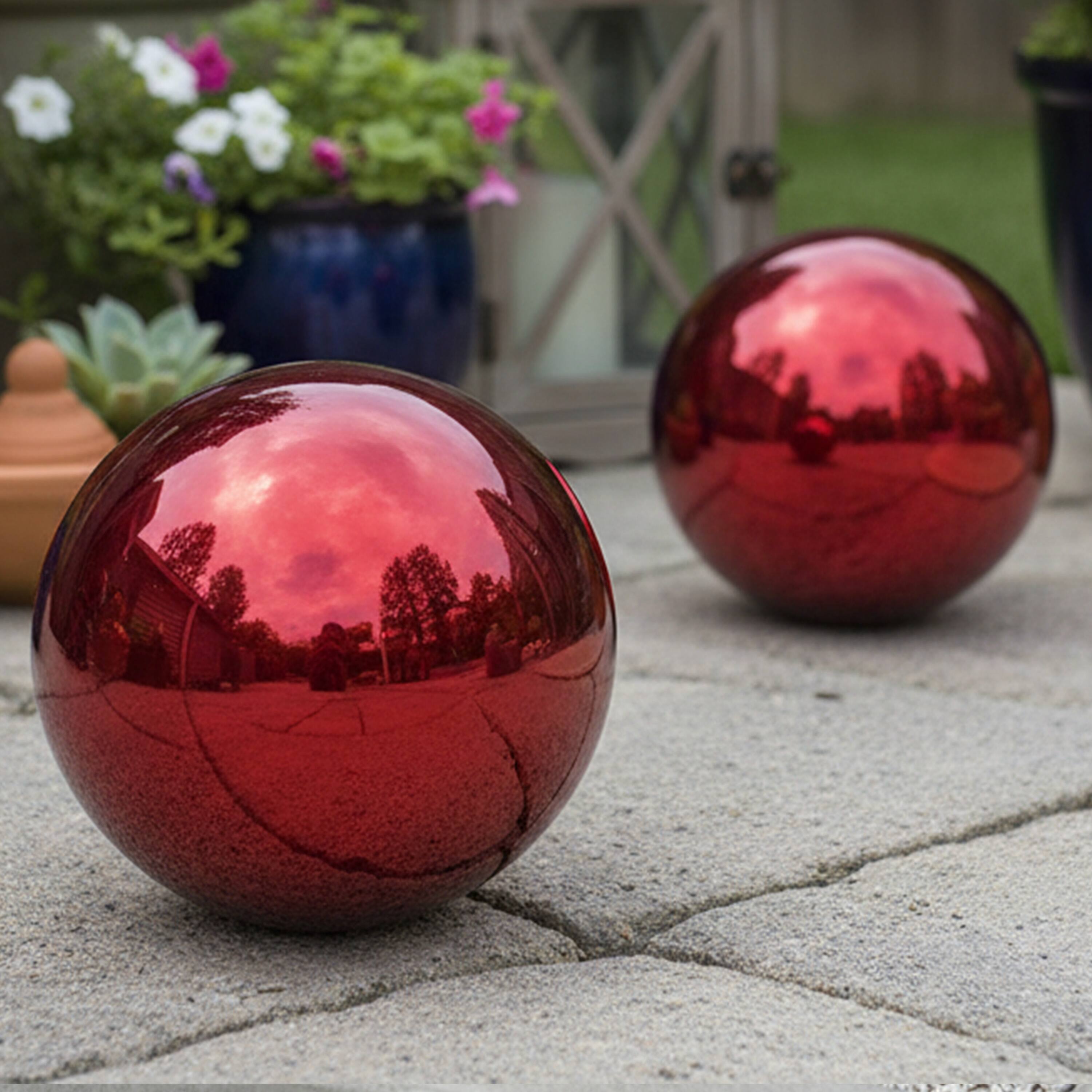 Alt View 10. Sunnydaze - Mirrored Glass Gazing Globe - 10 in - Red.