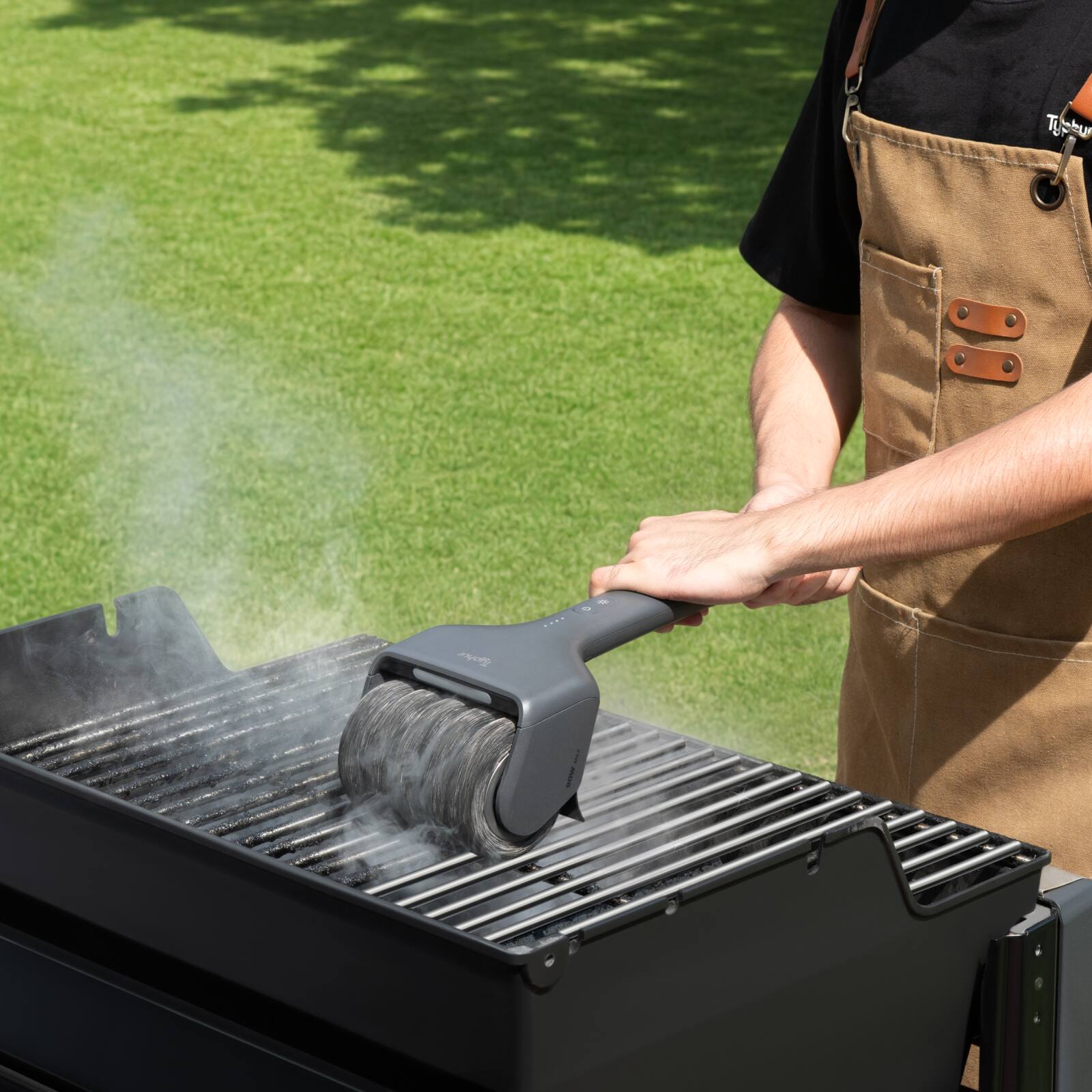 Alt View 8. Typhur - Typhur Grill Brush Bot Electric Steam Grill Cleaner with Bristle-Free Grill Brush Head - Gunmetal Gray.
