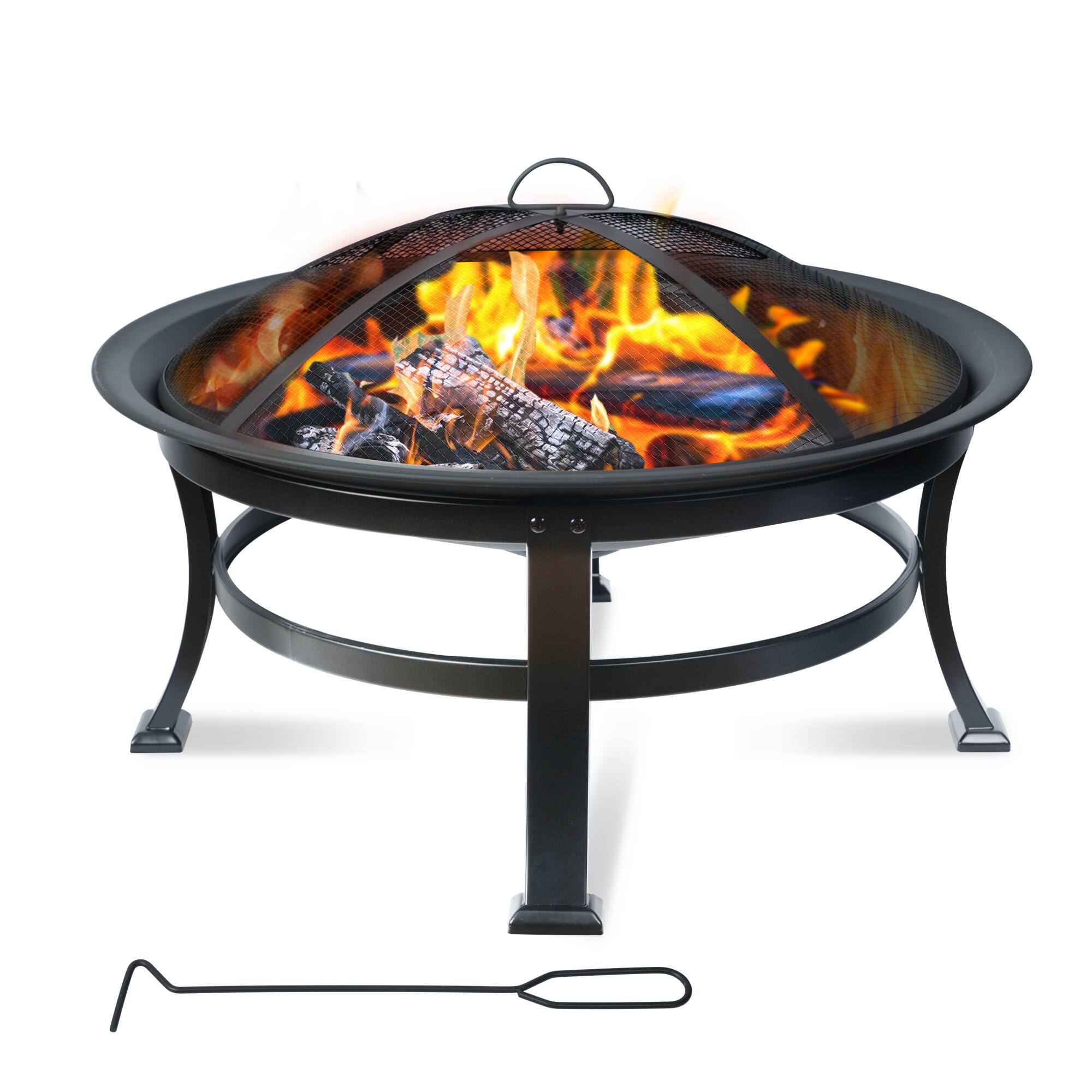 Bestier - 30" Outdoor Wood Burning Fire Pit – Durable Pits for Outside – Small Fire Pit for Backyard - Black