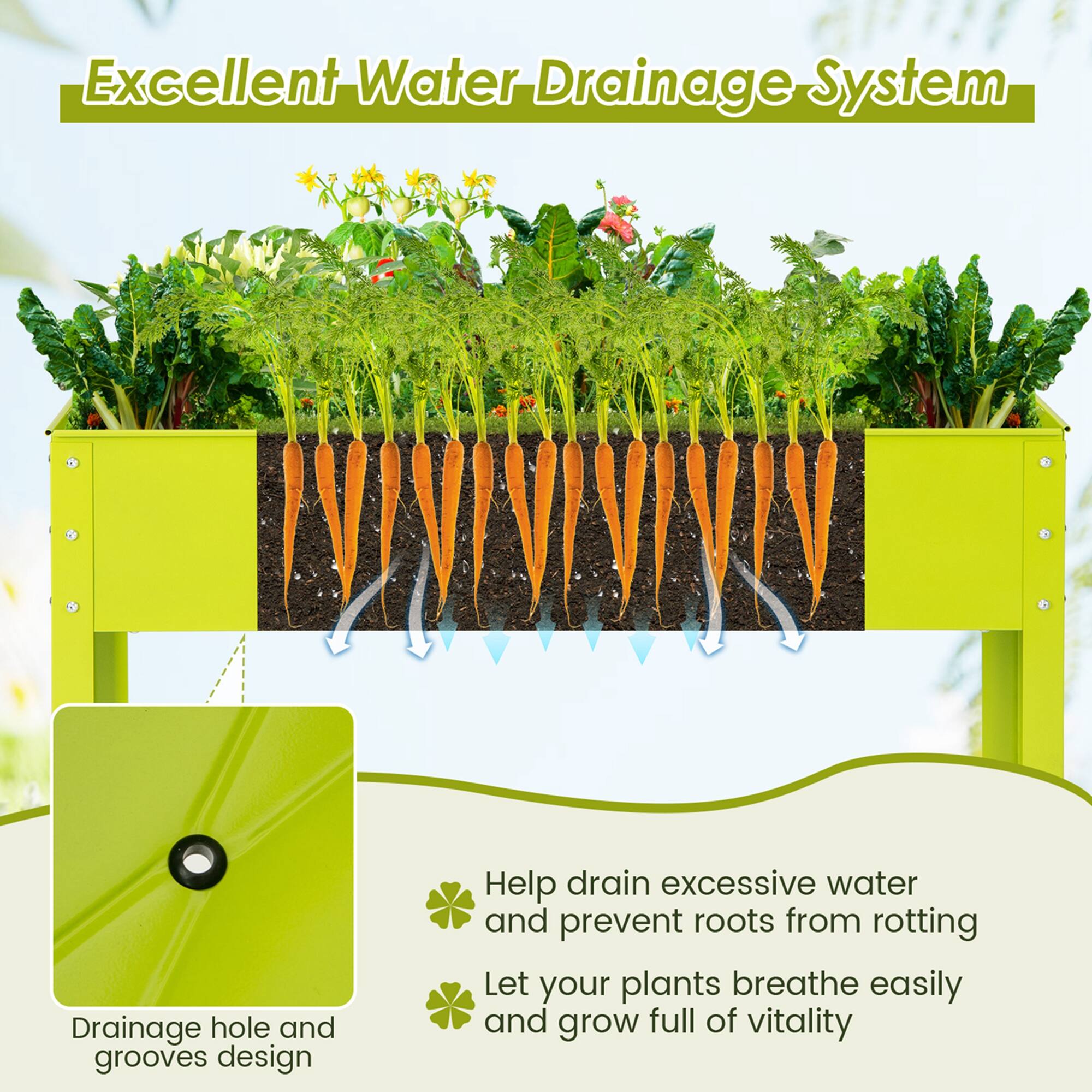 Excellent Water Drainage System: Drainage hole and grooves design to help drain excessive water and prevent roots from rotting, allowing your plants to breathe easily and grow full of vitality.