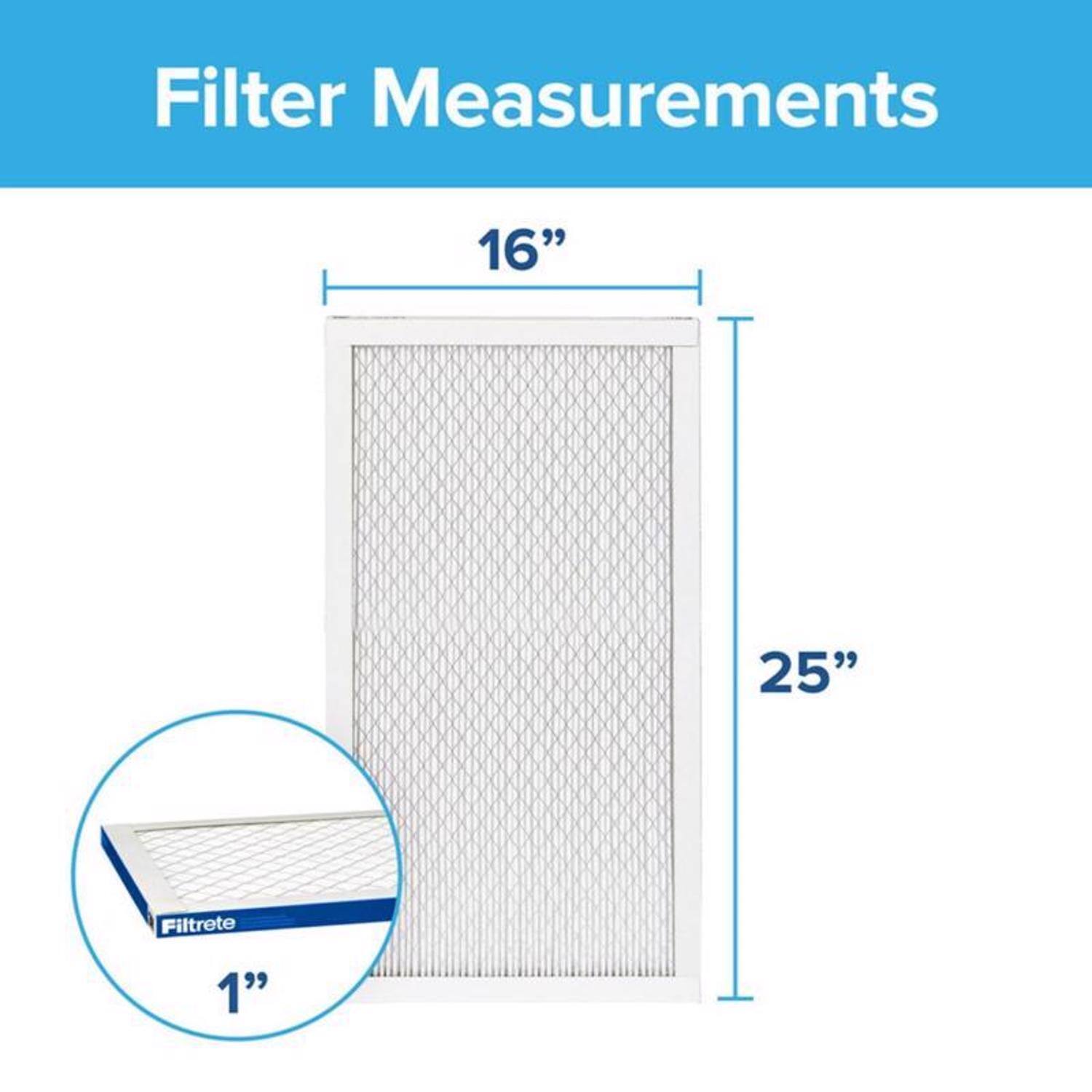 Filter Measurements

16" x 25" x 1" Filtrete