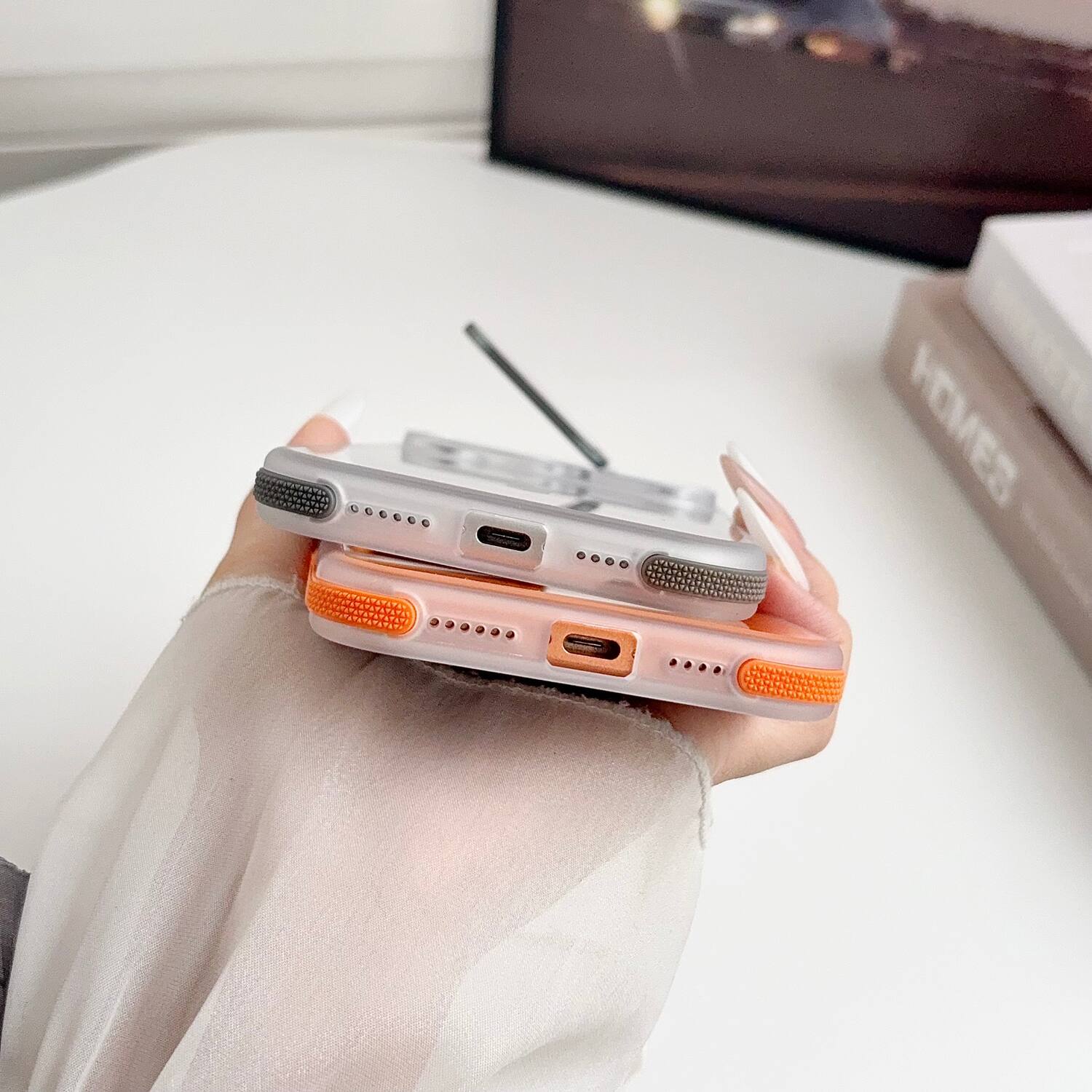 Alt View 4. Dteck - Magnetic Rugged Case for Apple iPhone 17 Pro Max,Slim Hard Shell Cover with Glass Lens Cover Kickstand - Orange.