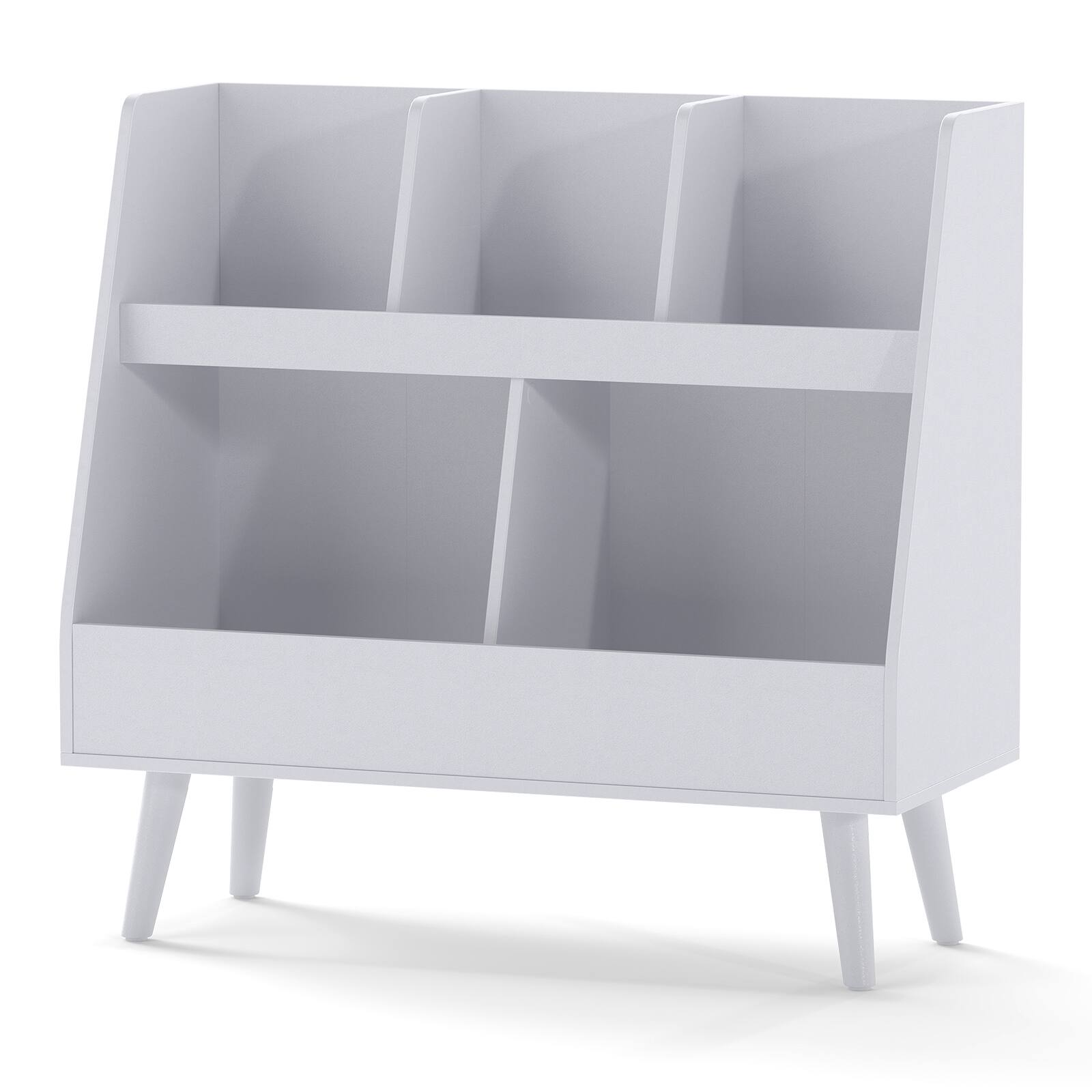 Alt View 9. Costway - Costway 5-Cube Kids Bookshelf and Toy Organizer Storage Bookcase with Plastic Legs - B-Gray.