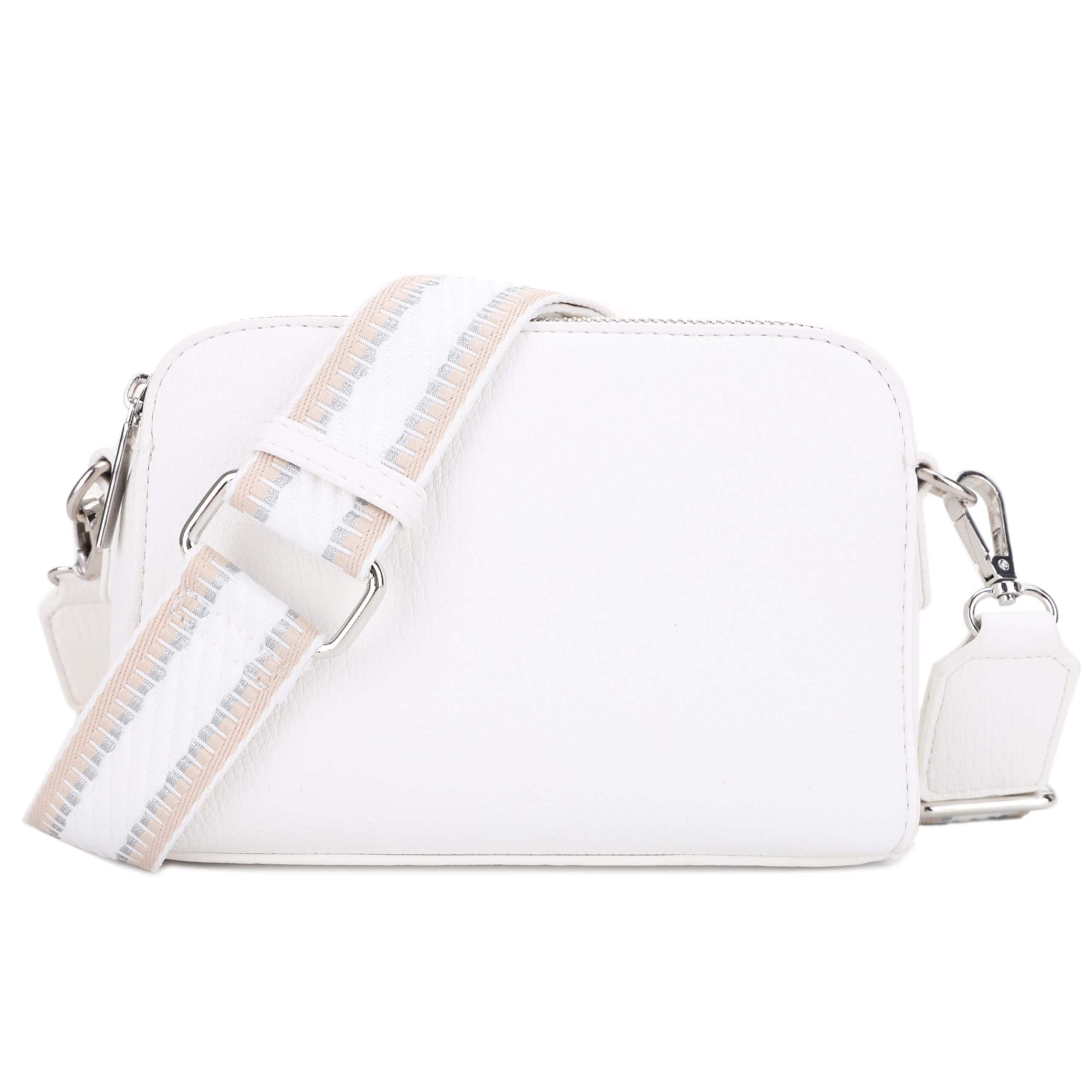 DORLUKFU - Crossbody Bag for Women Shoulder Bag for Women with Web Strap Camera Bag Handbag for Travel, Work - White