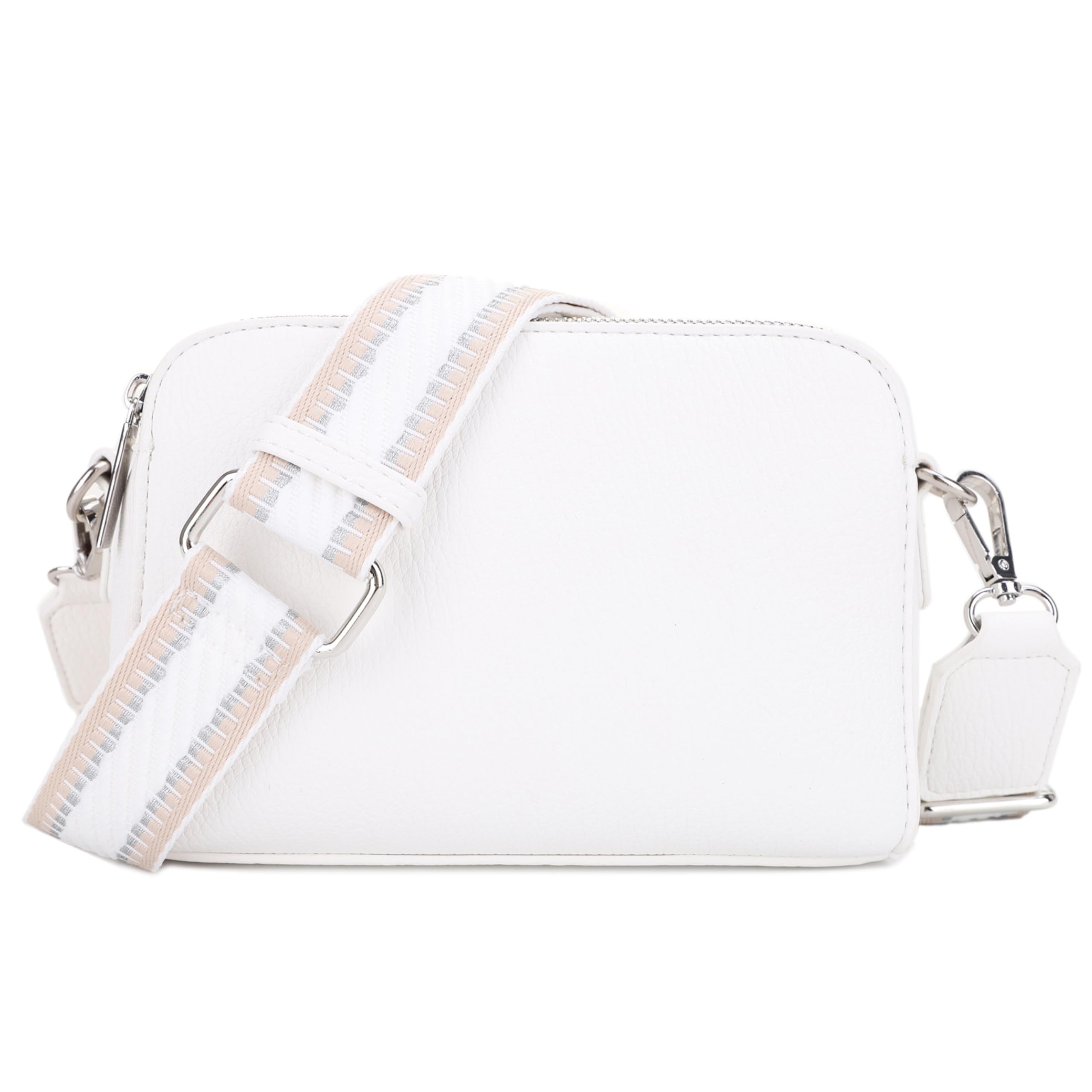 Front. DORLUKFU - Crossbody Bag for Women Shoulder Bag for Women with Web Strap Camera Bag Handbag for Travel, Work - White.