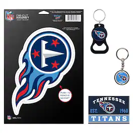 WinCraft - Tennessee Titans 4-Pack Key Rings and Magnets Set - Multicolor