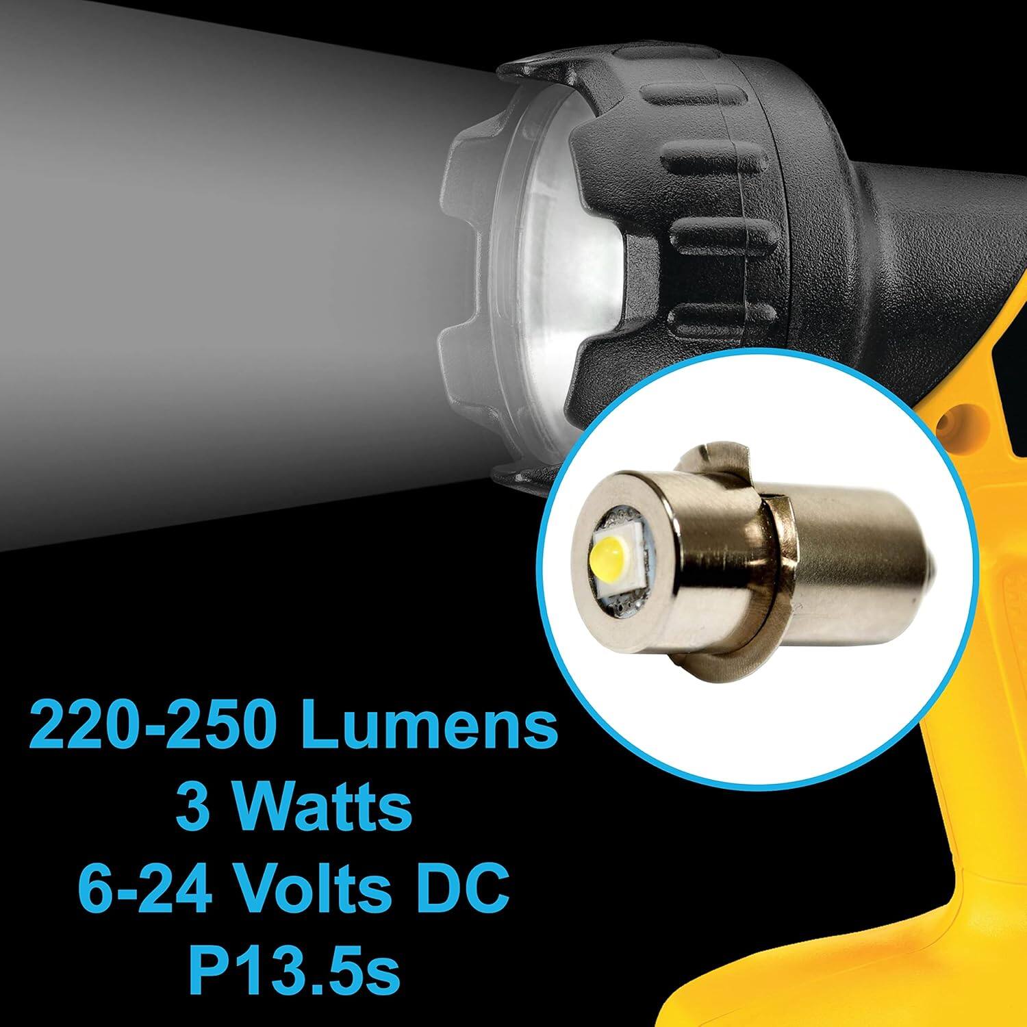 220-250 Lumens  
3 Watts  
6-24 Volts DC  
P13.5s