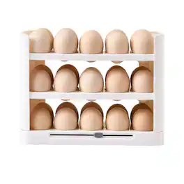 Kitcheniva - Triple Layer Refrigerator Side Door Egg Holder, White