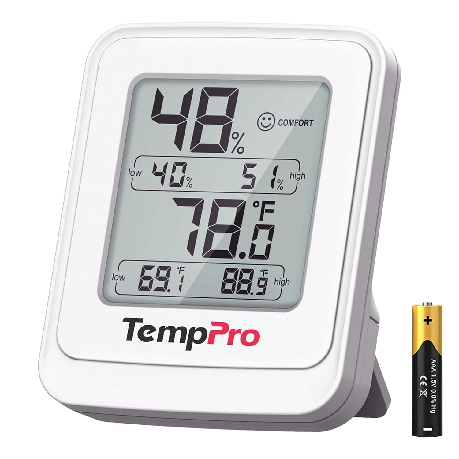 TempPro - TP150 Digital Indoor Thermometer & Hygrometer with IPX5 Waterproof Design,  Temperature & Humidity Moniter