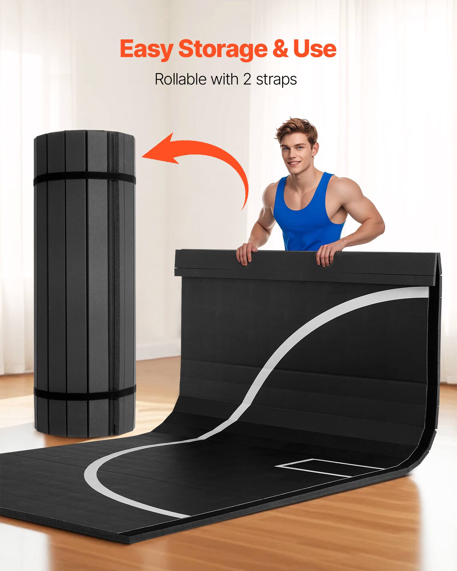 Easy Storage & Use  
Rollable with 2 straps