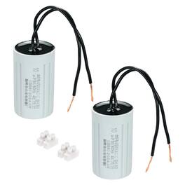 Unique Bargains - 2pcs 10uF CBB60 Running Capacitor, AC 450V 2 Wires 50/60Hz Cylinder 60x35mm for Water Pumps, Washing Machines - Gray