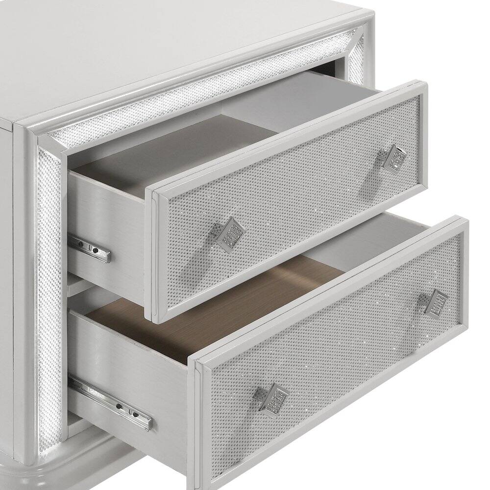 Alt View 4. New Classic Furniture - Stardust Wood 2-Drawer Nightstand - White.