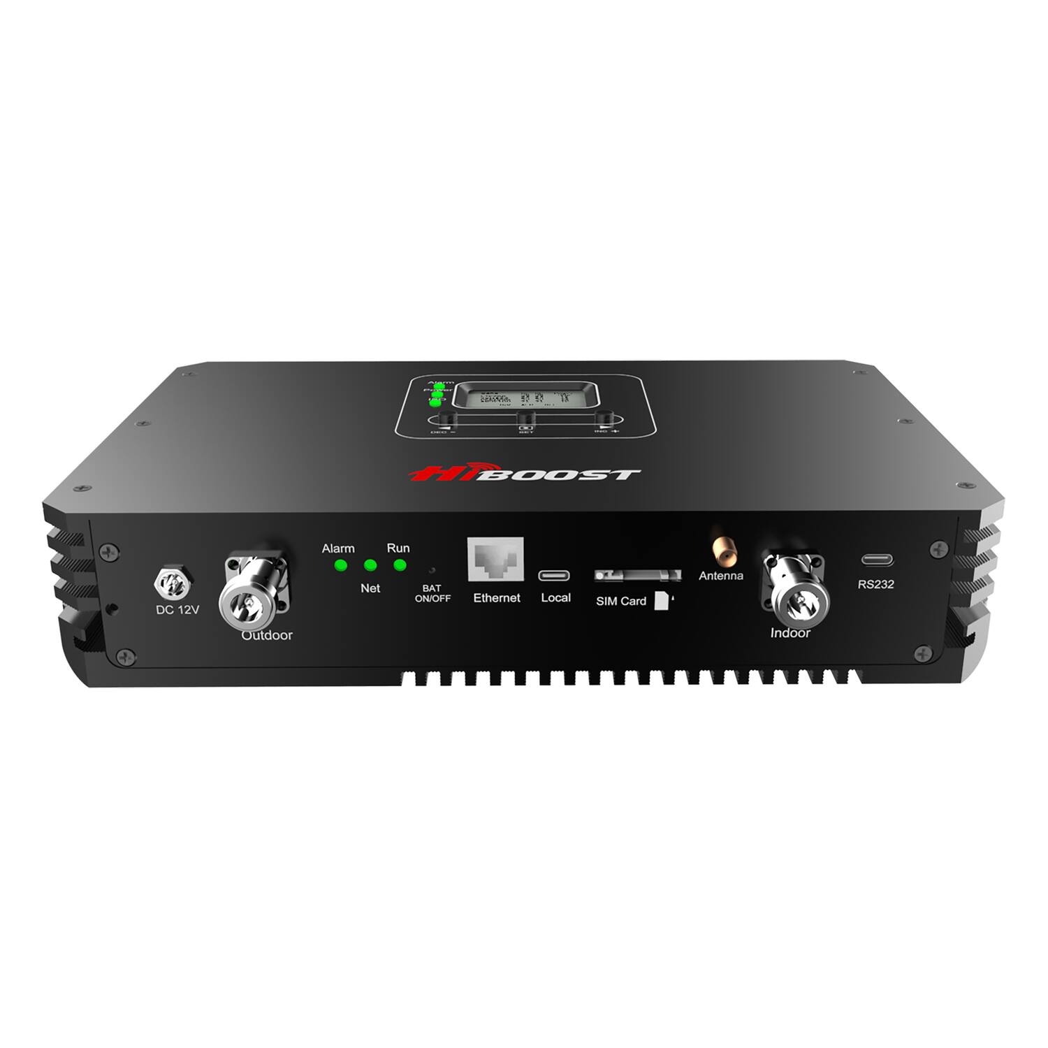 RIKL + W BBOOST  
Alarm Run DC 12V Net BAT ON/OFF Ethernet Local SIM Card - Antenna RS232  
Outdoor Indoor