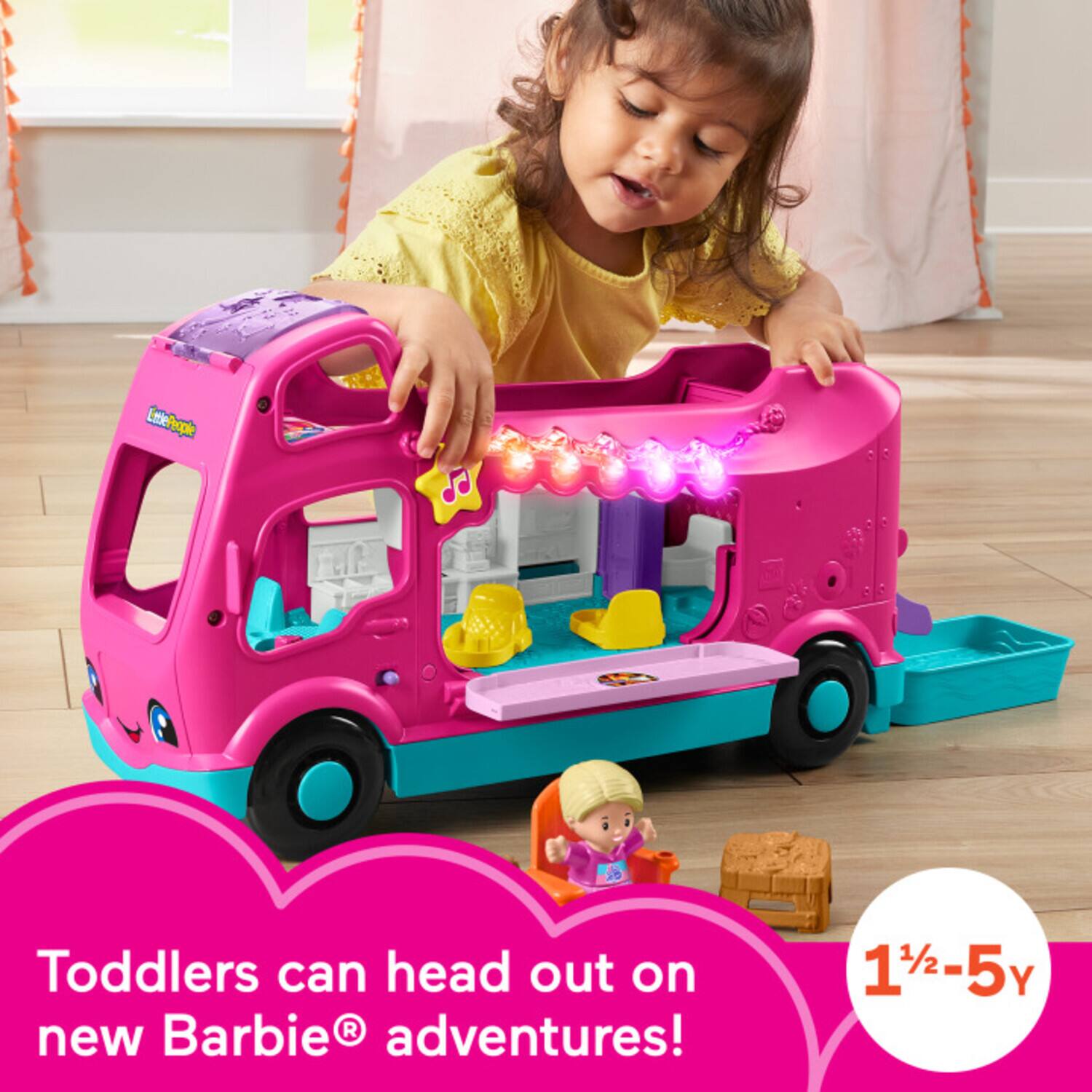Toddlers can head out on new Barbie® adventures!  
1½-5Y