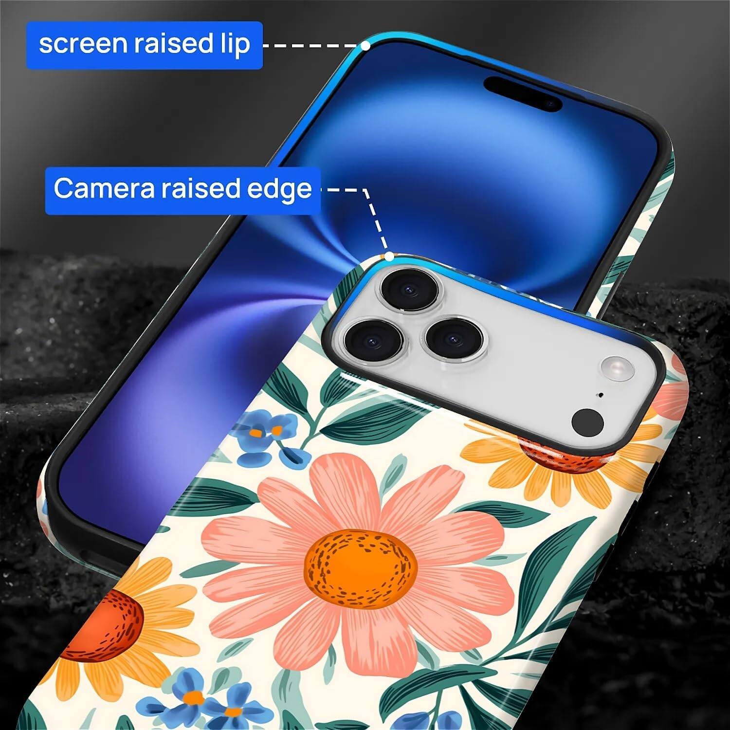 screen raised lip  
Camera raised edge