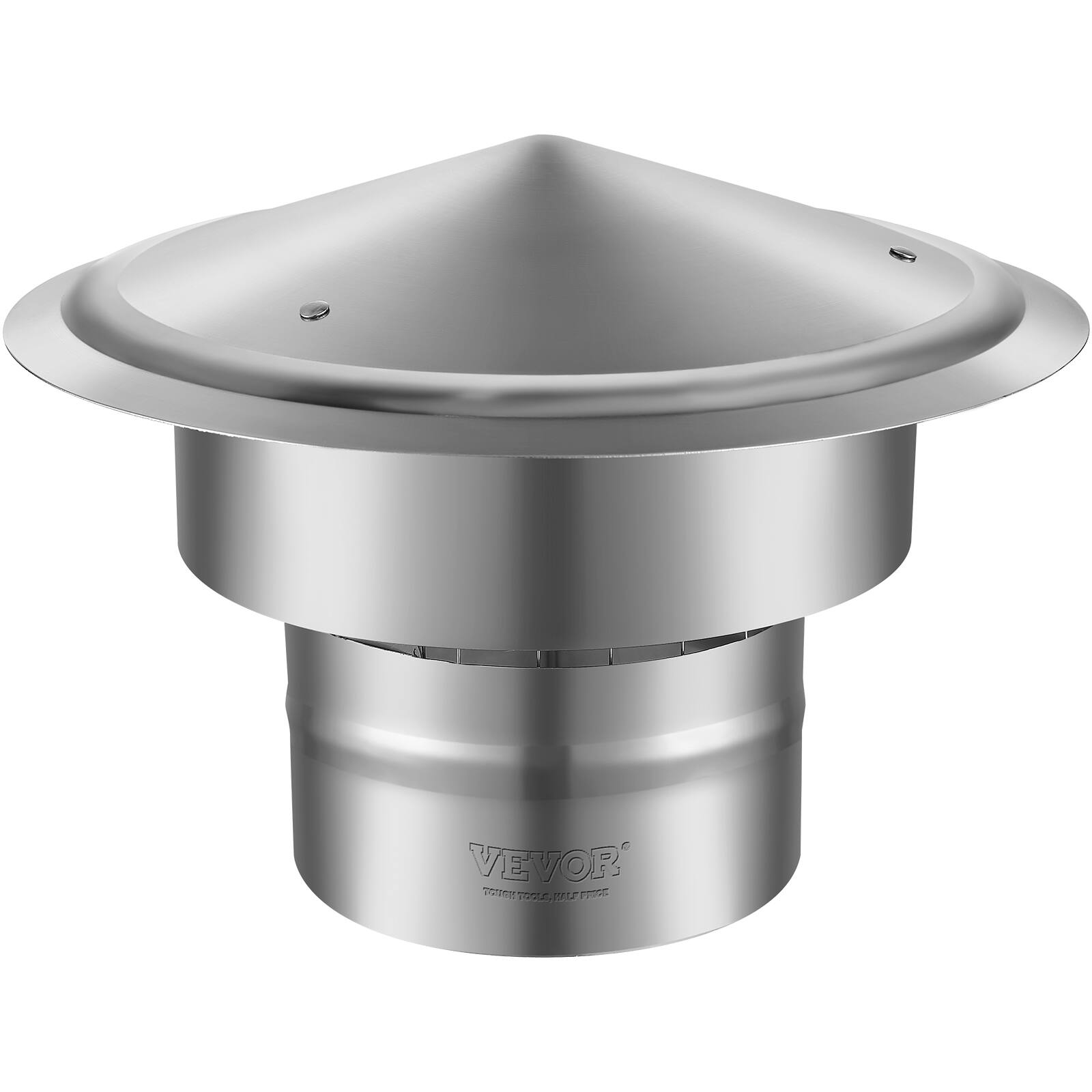 Alt View 5. VEVOR - Chimney Cap, 6 inch, 304 Stainless Steel Round Roof Rain Cap, 11.81-inch Increased Caps, All Weather & Reinforced Screws - Silver.