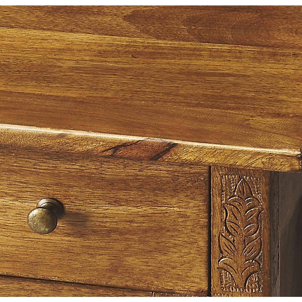 Angle. Butler Specialty - Wester Hand Carved Cabinet - Light Brown.