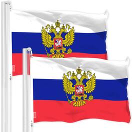 G128 - 2-Pack Russia Flag 3x5 ft – Printed 150D Polyester with Brass Grommets - Assorted Colors