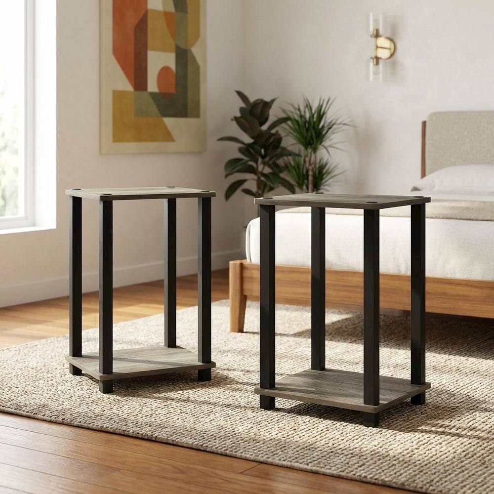 Left. FurniFact - French Oak and Black Nightstand Set with Wooden Finish - French Oak/Black.