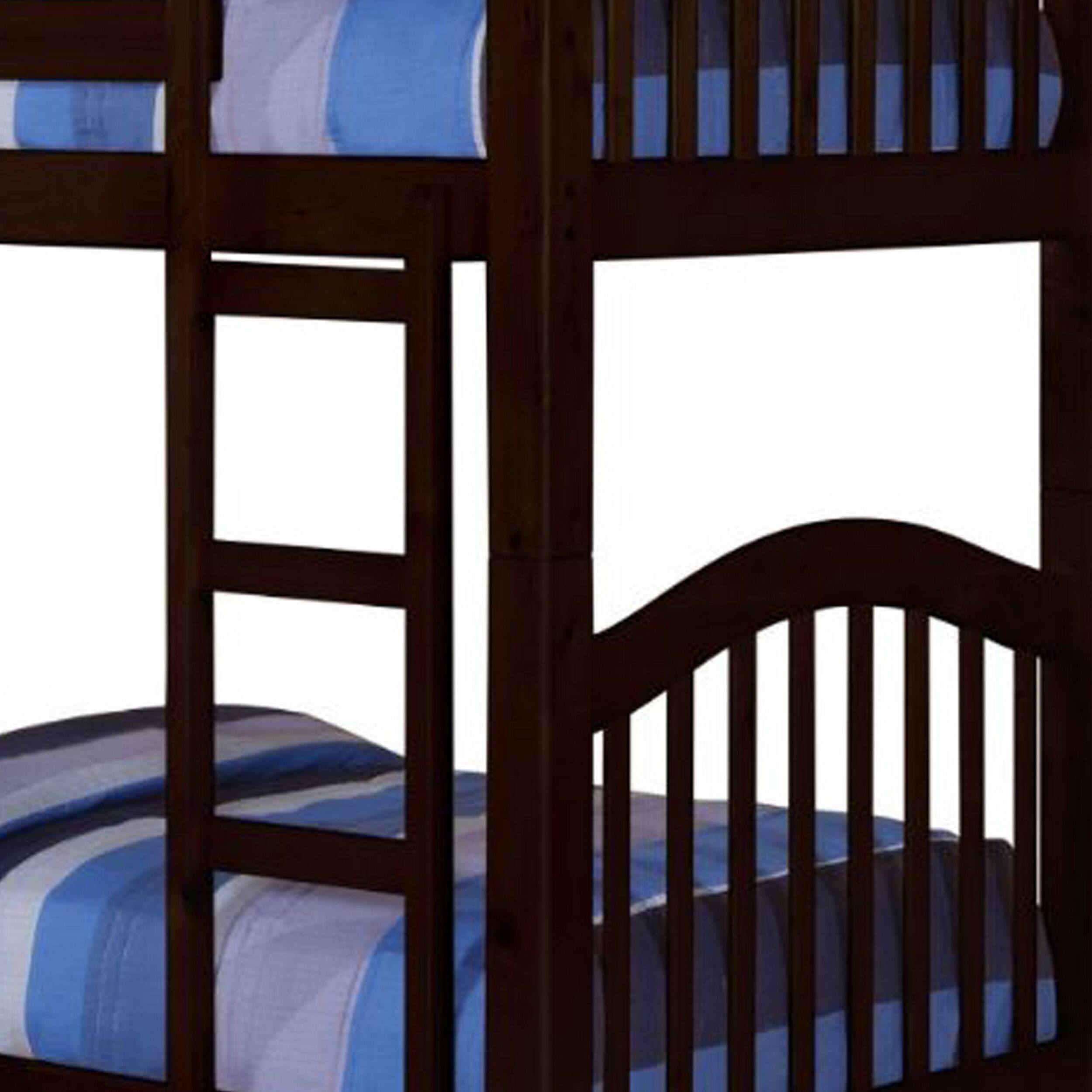 Alt View 2. Manhattan Lane - Twin Over Twin Bunk Bed, Pine Wood, Slatted Headboard - Brown.