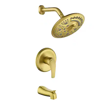Front. Boyel Living - Brushed Gold 8-Inch Rain Shower System Brass SUS304 1-Function Valve 6-Function Top Spray cUPC - Brushed Gold.
