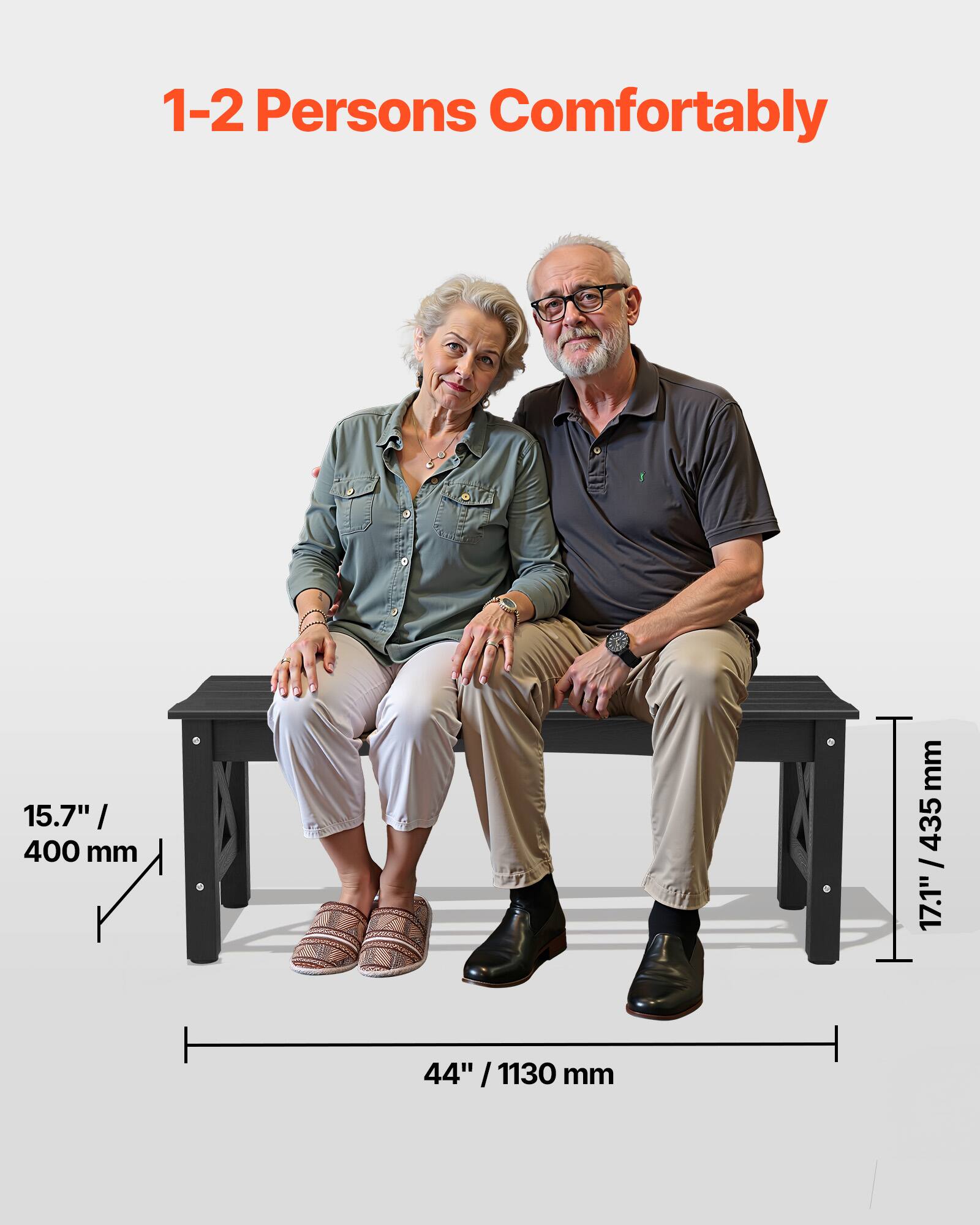 1-2 Persons Comfortably

15.7" / 400 mm

44" / 1130 mm

17.1" / 435 mm