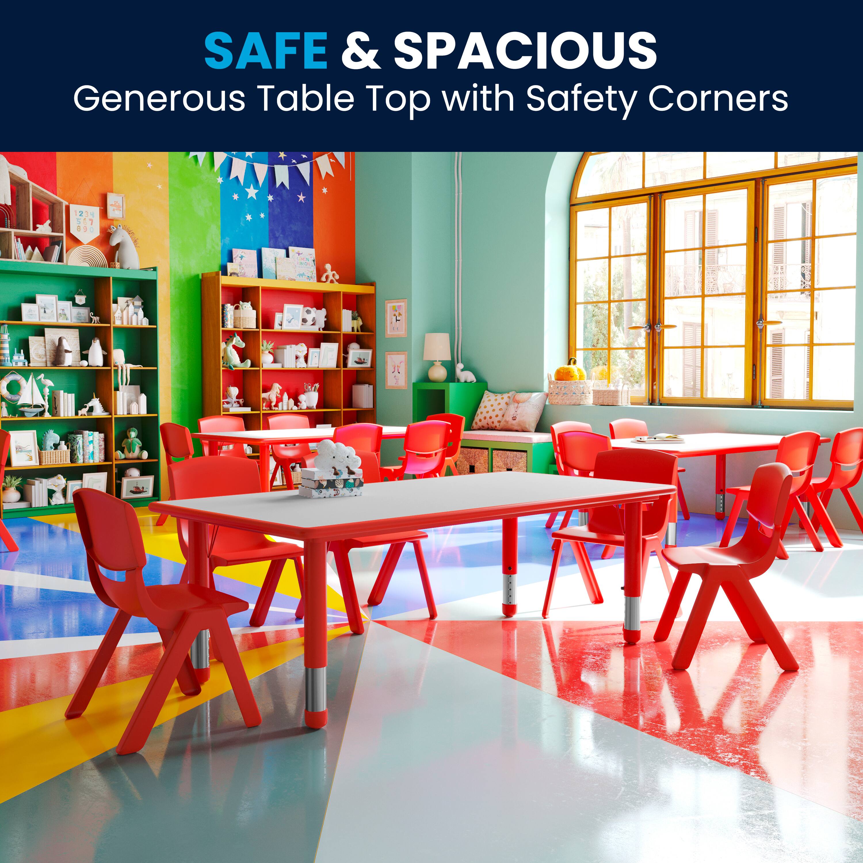 SAFE & SPACIOUS  
Generous Table Top with Safety Corners