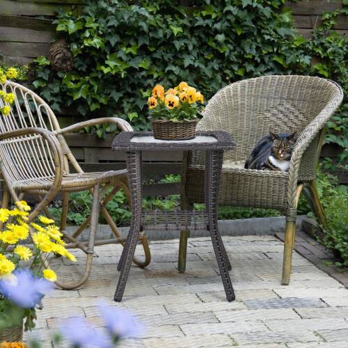 Alt View 10. Winado - 18in Wicker Side Table Rattan End Table with Glass Top for Outdoor Indoor Garden - Grey.