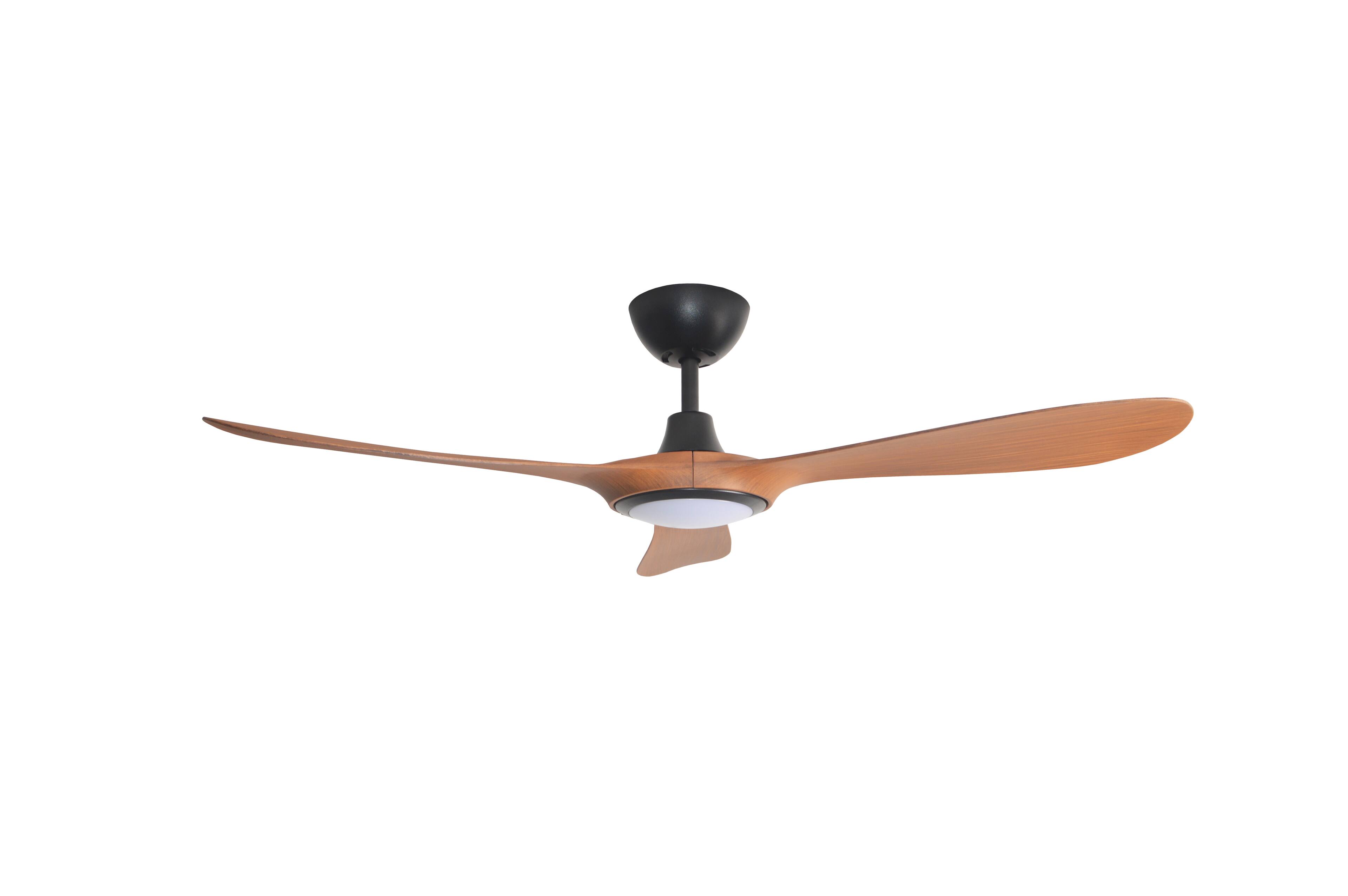 Alt View 3. ENLIGHT - 56" Smart Ceiling Fan, IP66 Outdoor & Coastal, CCT & Dimmable LED, Durable, Efficient & Quiet DC Motor, Matter, 3 Blades - Teak Woodgrain.