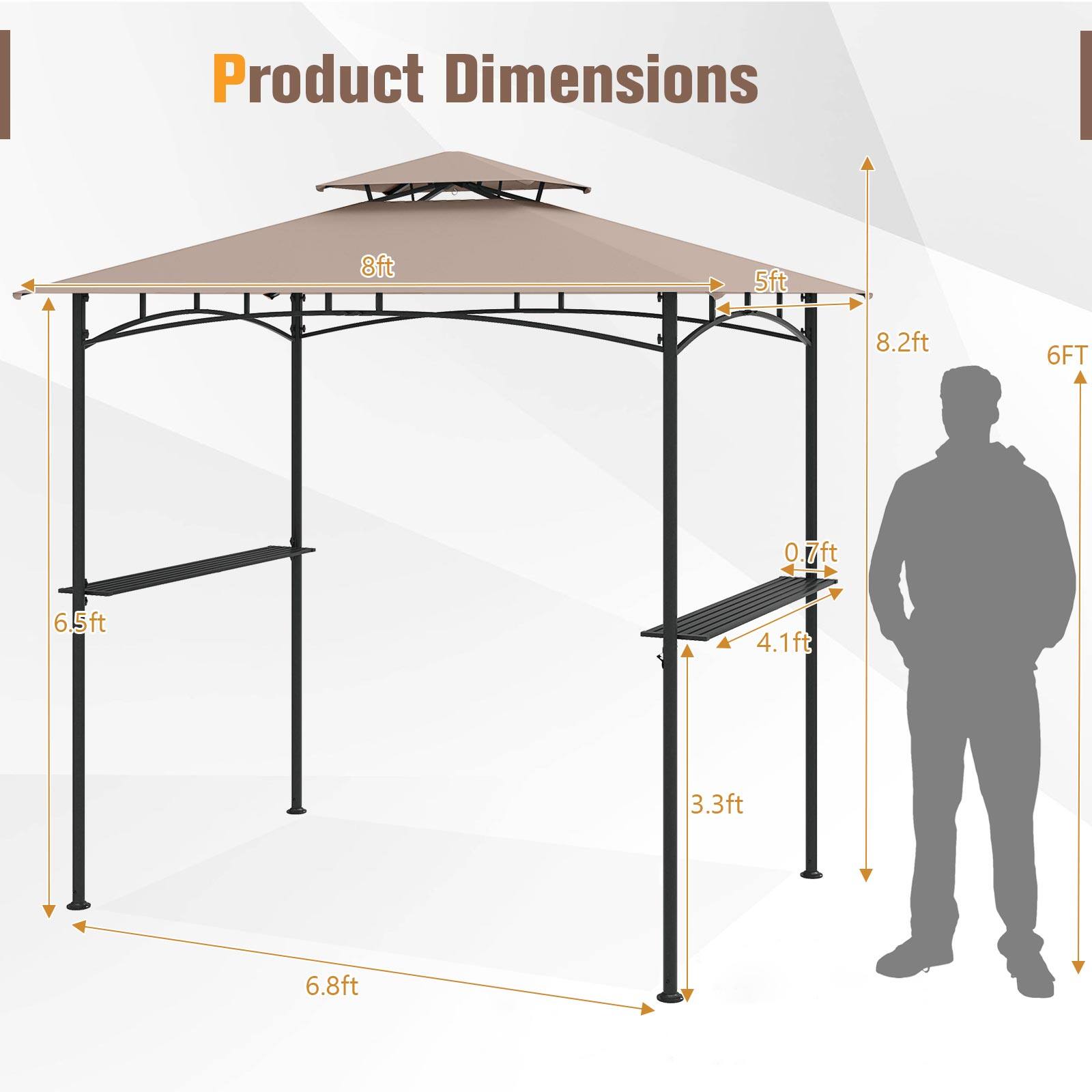 Product Dimensions

- 8ft
- 5ft
- 8.2ft
- 6FT
- 0.7ft
- 6.5ft
- 4.1ft
- 3.3ft
- 6.8ft