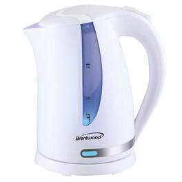 Brentwood - Kt-1616w 1,100-watt Cordless Electric Kettle With Concealed Stainless Steel Heating ElementZ - White