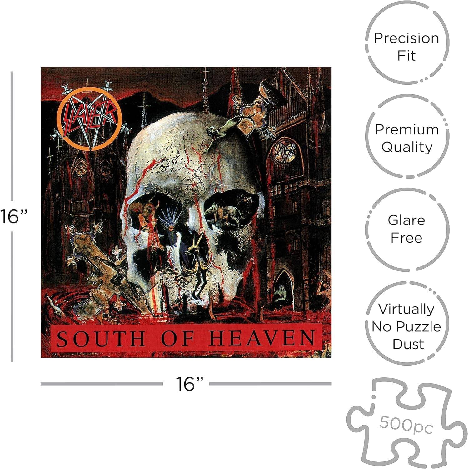 Precision Fit  
Premium Quality  
Glare Free  
Virtually No Puzzle Dust  

16"  
500pc  

SOUTH OF HEAVEN