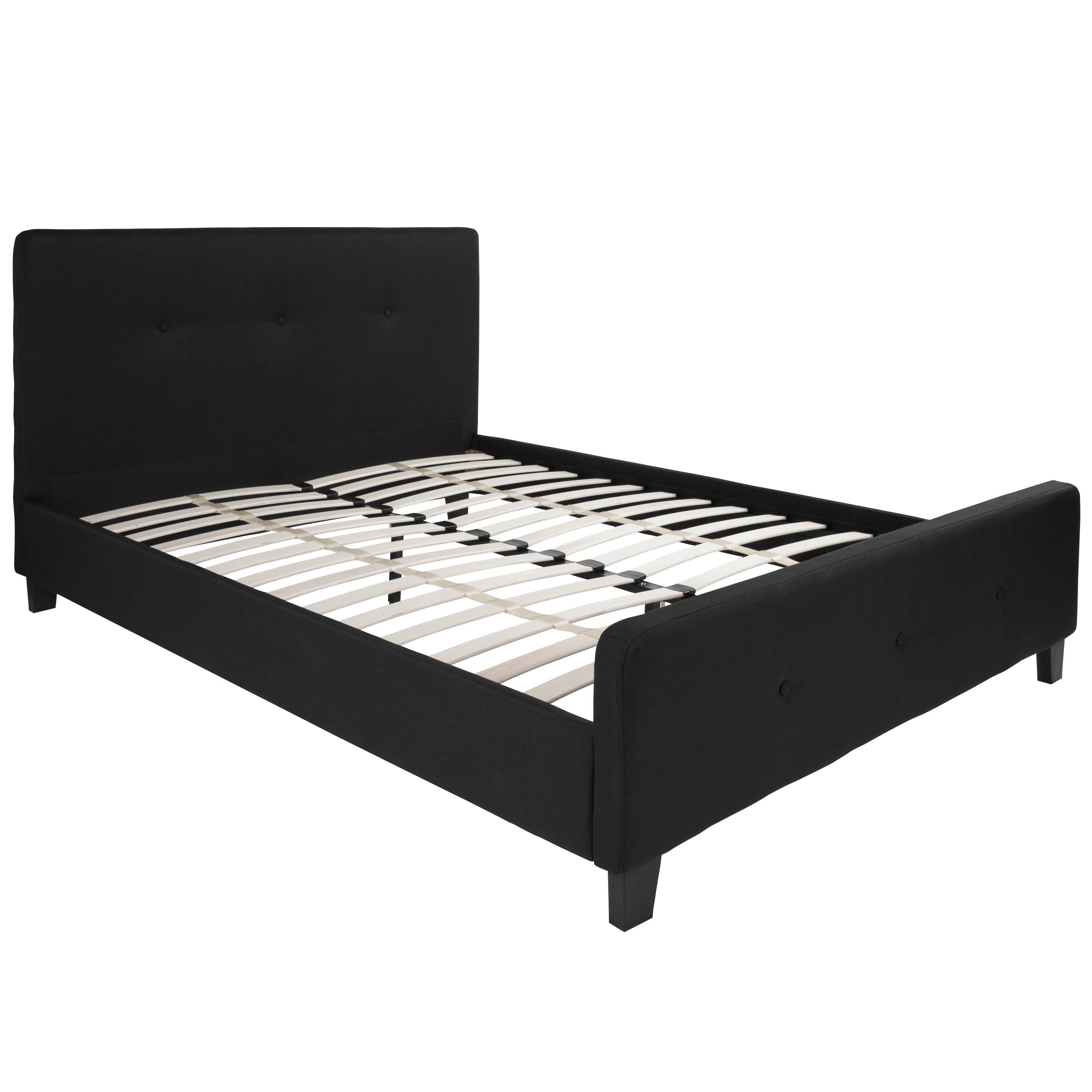 Alt View 1. Emma + Oliver - Button Tufted Upholstered Platform Bed - Black.