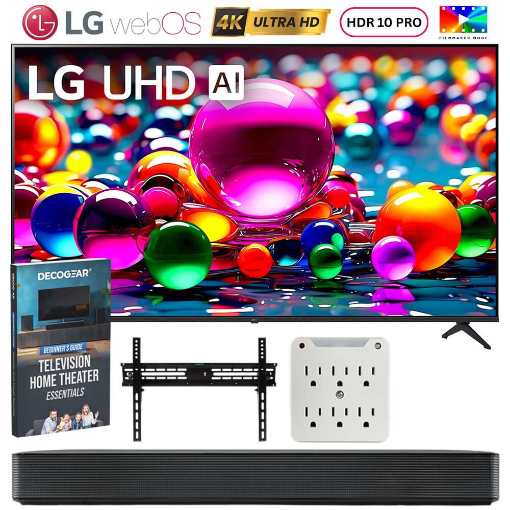 LG webOS 4K ULTRA HD LG UHD AI  
HDR 10 PRO  
FILMMAKER MODE  
DECOCGEAR  
BEGINNER'S GUIDE  
TELEVISION HOME THEATER ESSENTIALS