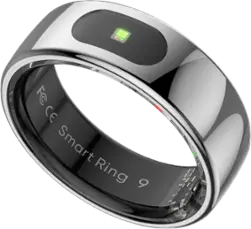 IMIKI - Smart Ring, Health & Sleep Monitoring, Smart Touch Control, 5 ATM Waterproof – Size Before You Buy – Size 9 - Silver - Front_Zoom