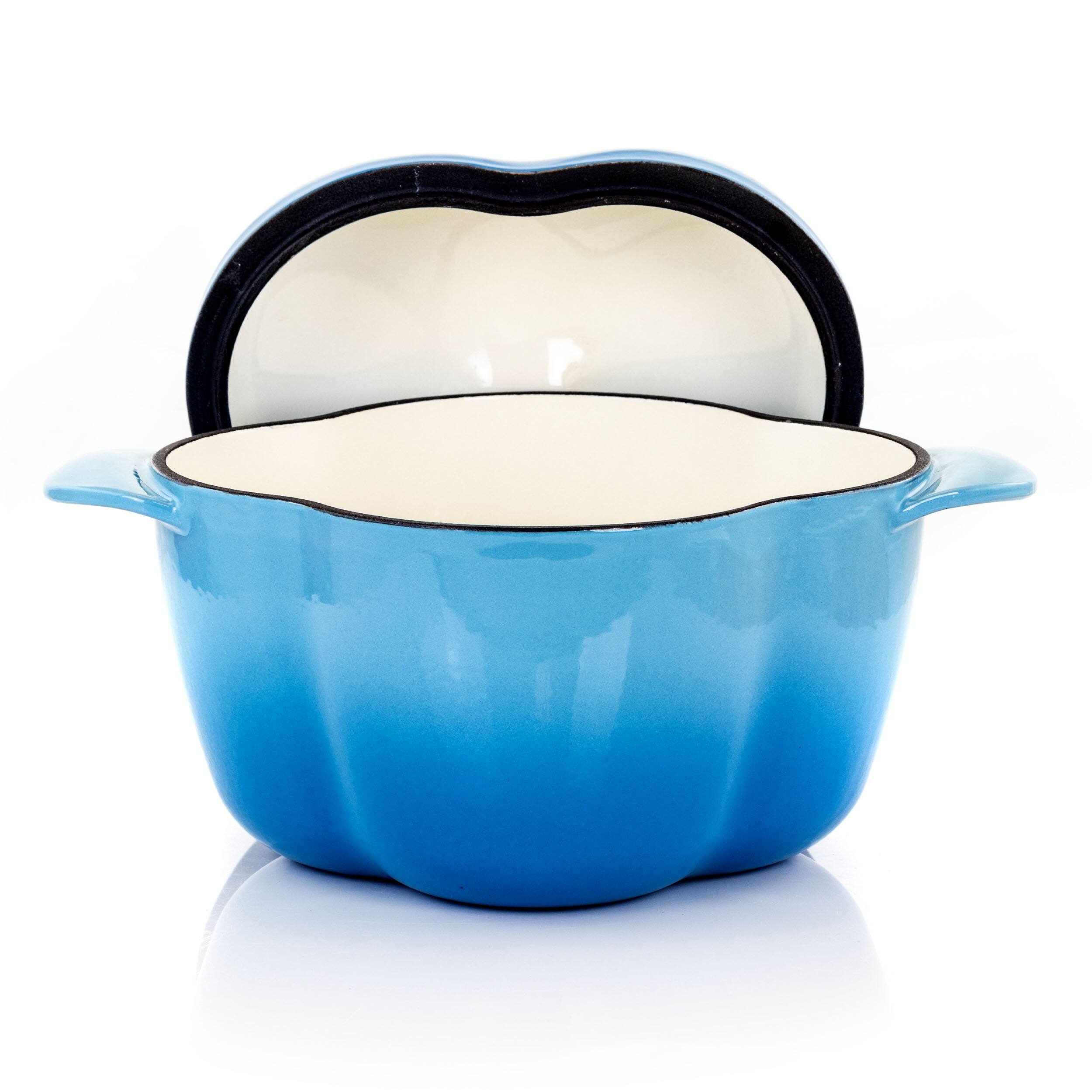 Alt View 2. MegaChef - MegaChef Pepper Shaped 3 Quart Enameled Cast Iron Casserole in Blue - Blue.