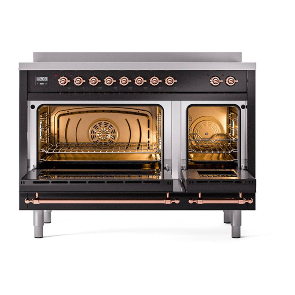 Alt View 1. ILVE - ILVE Nostalgie II 48 inch Induction Range with 6 Induction Elements (Glossy Black) - Glossy Black.