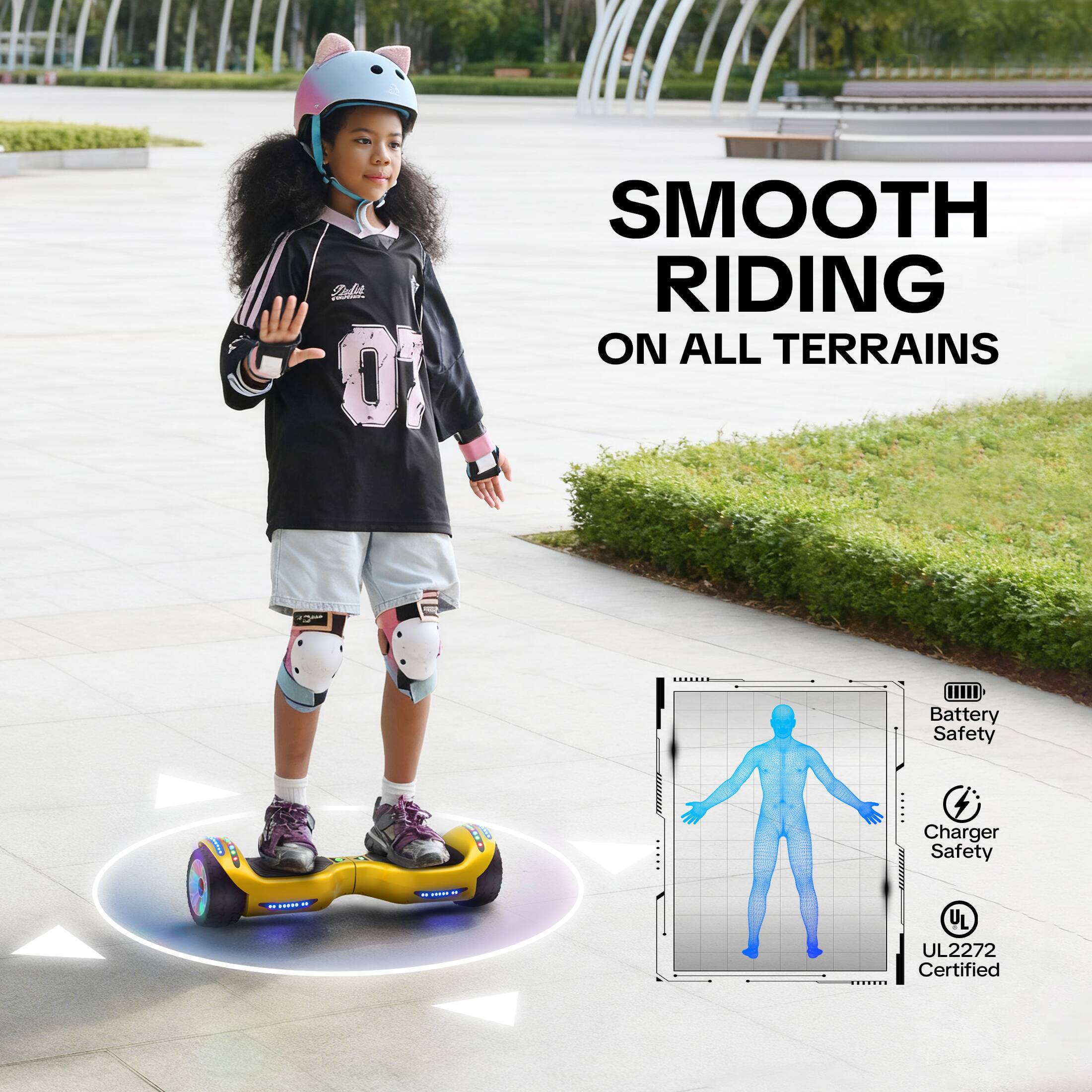 SMOOTH RIDING ON ALL TERRAINS

Battery Safety
Charger Safety
UL UL2272 Certified