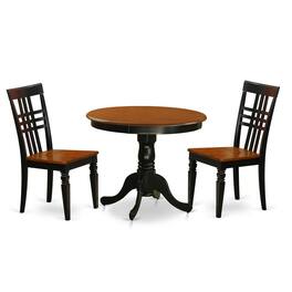 East West Furniture - 3 Pc Kitchen Table set with a Table and 2 Dining Chairs in Black and Cherry - Black & Cherry